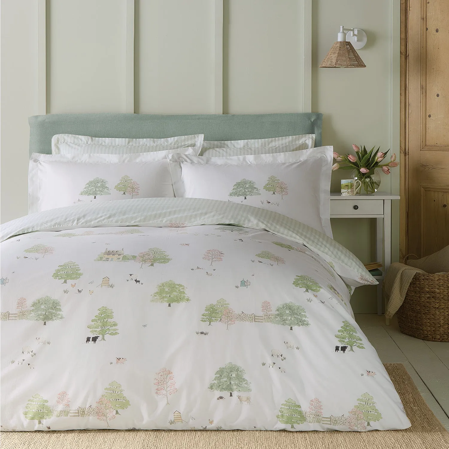 Super King Duvet Set Spring Cottage - Green, Cotton