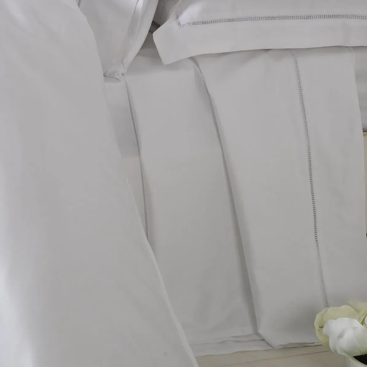 Super King Flat Sheet with Lace - White, Cotton