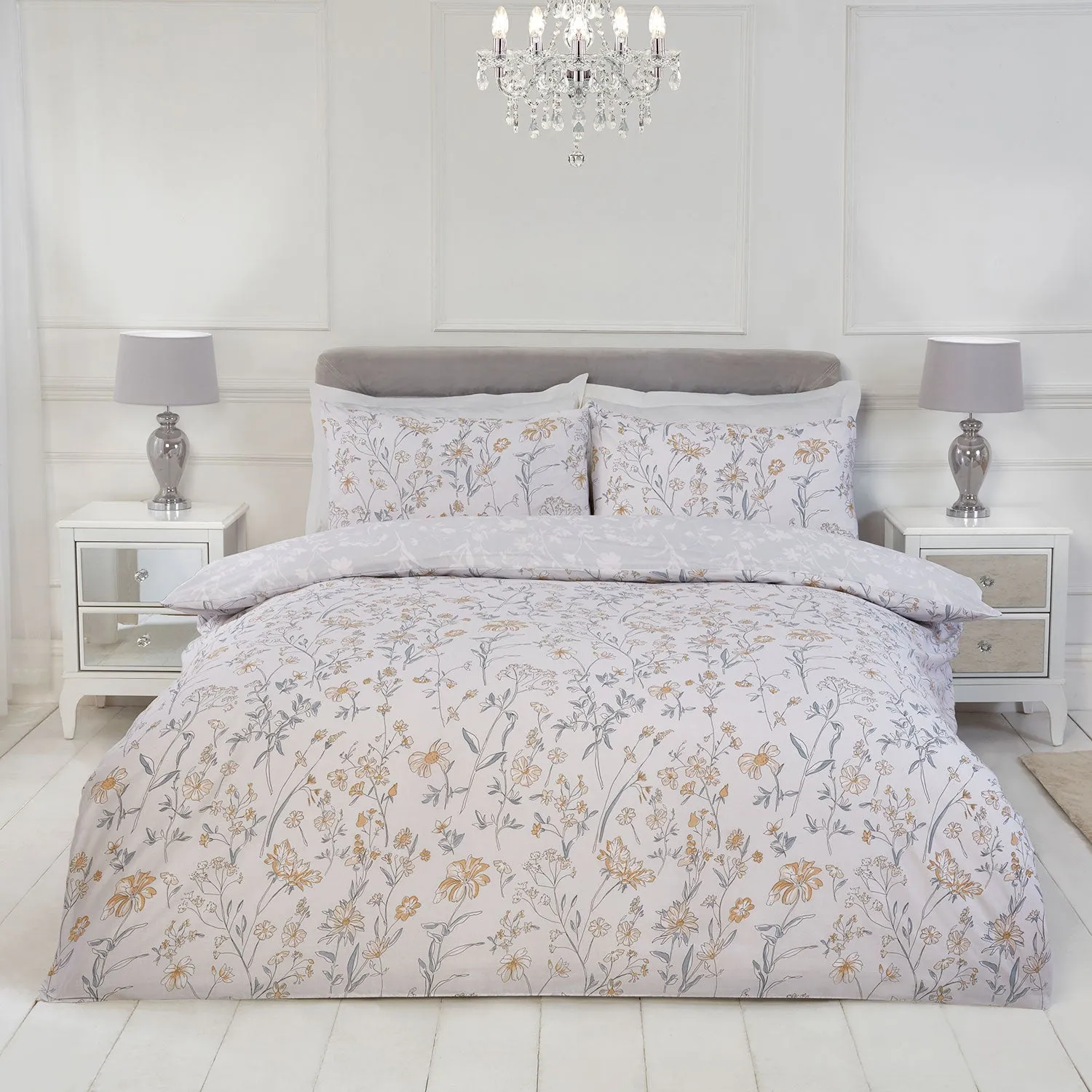 Super King Reversible Duvet Set - Natural, Floral
