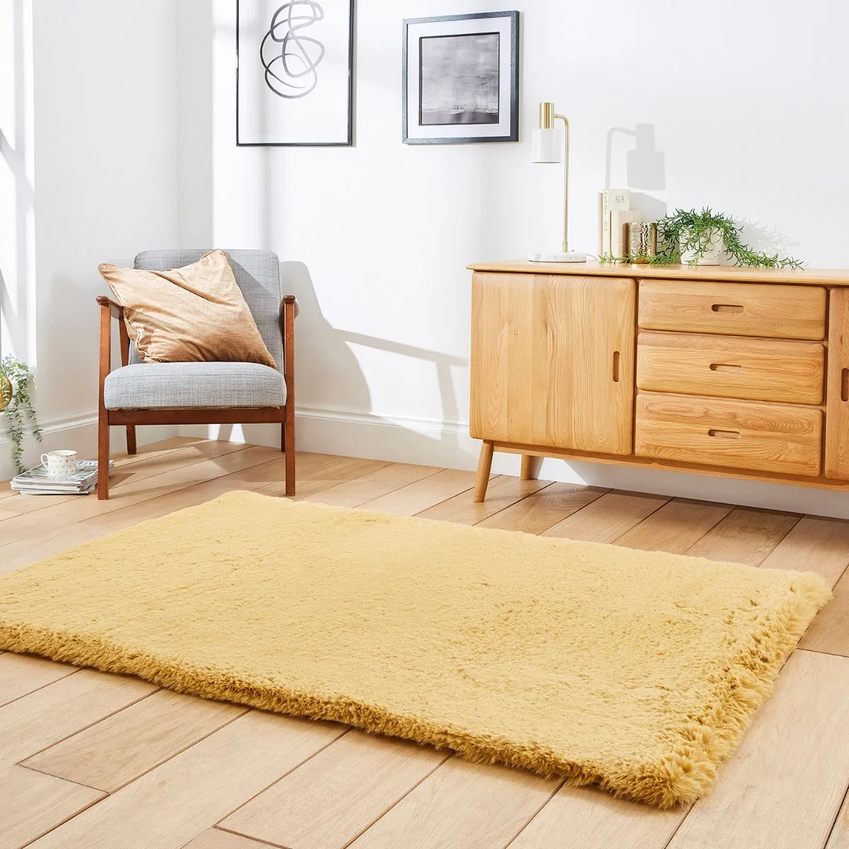 Shaggy Rug with Dense Pile - Yellow alternate view