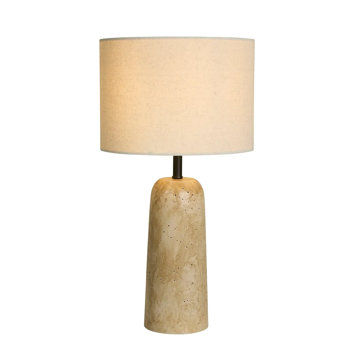Table Lamp with Linen Shade - Brown, Travertine
