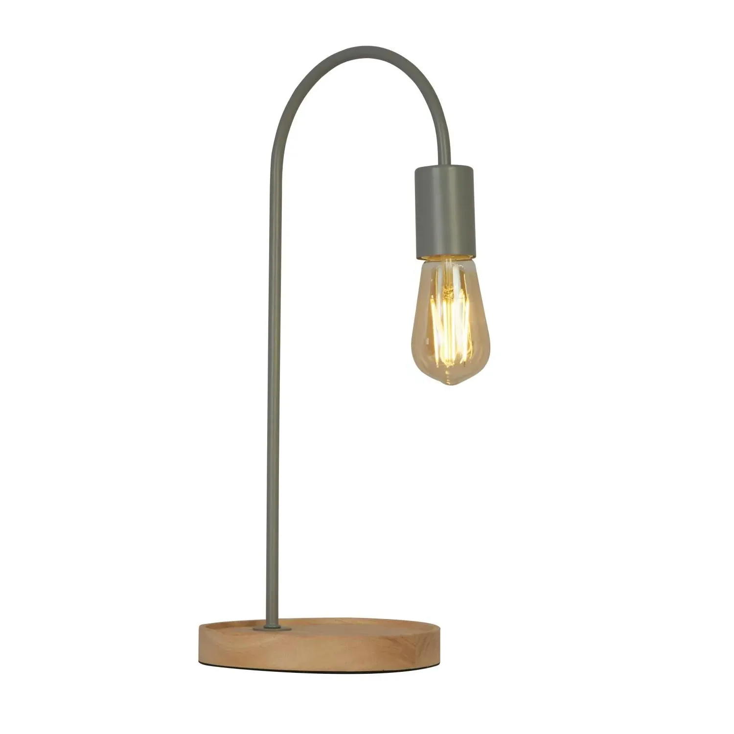 Table Lamp with Storage - Grey, Wood