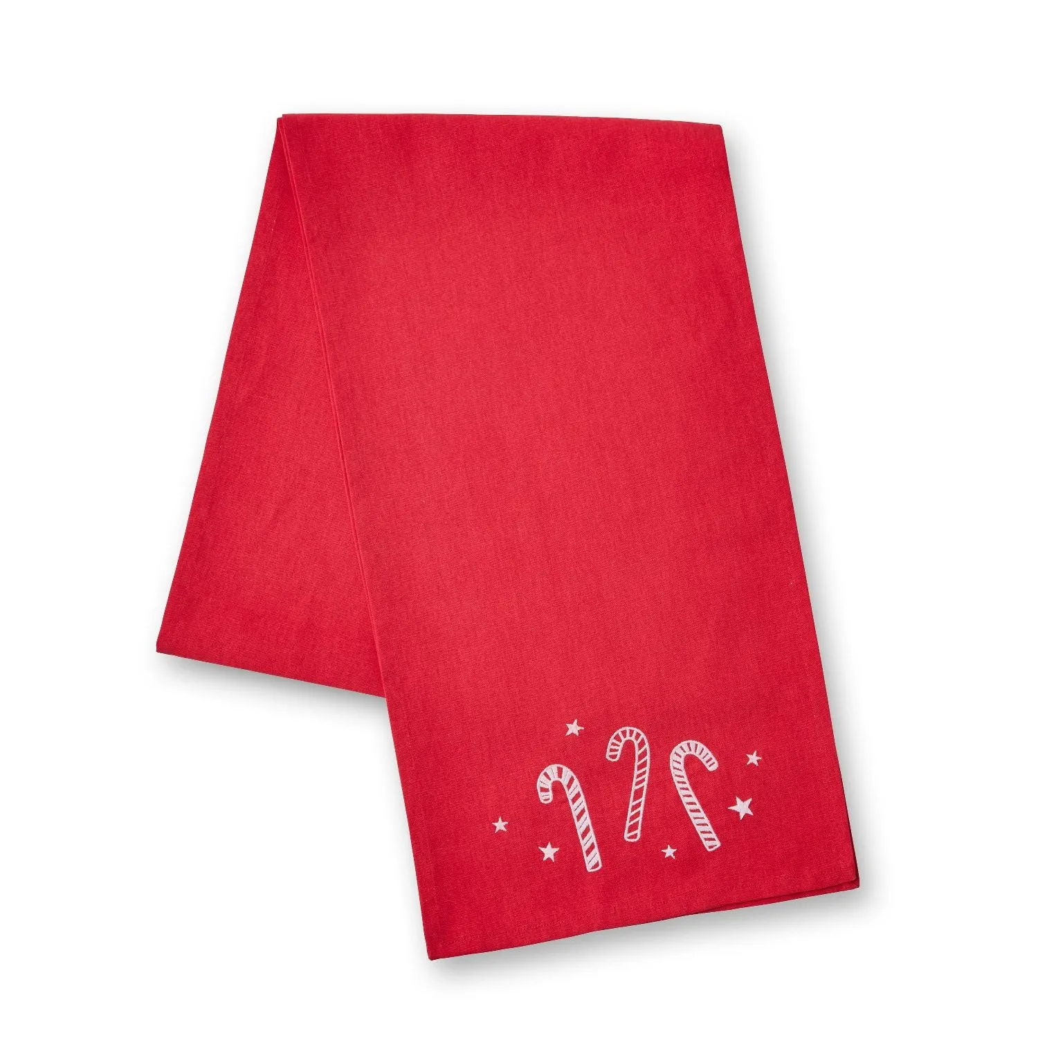 Table Runner Embroidered Candy Cane - Red, Cotton image