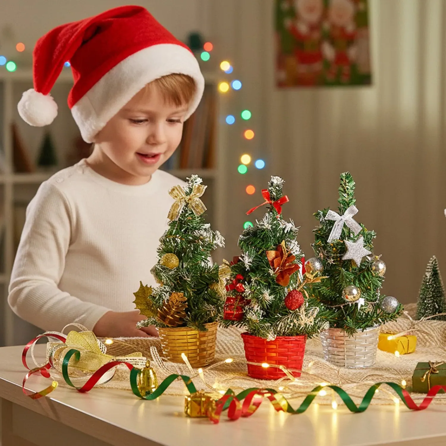 Tabletop Artificial Christmas Tree 3-Piece Set - Multi by Julian Charles, alternate view