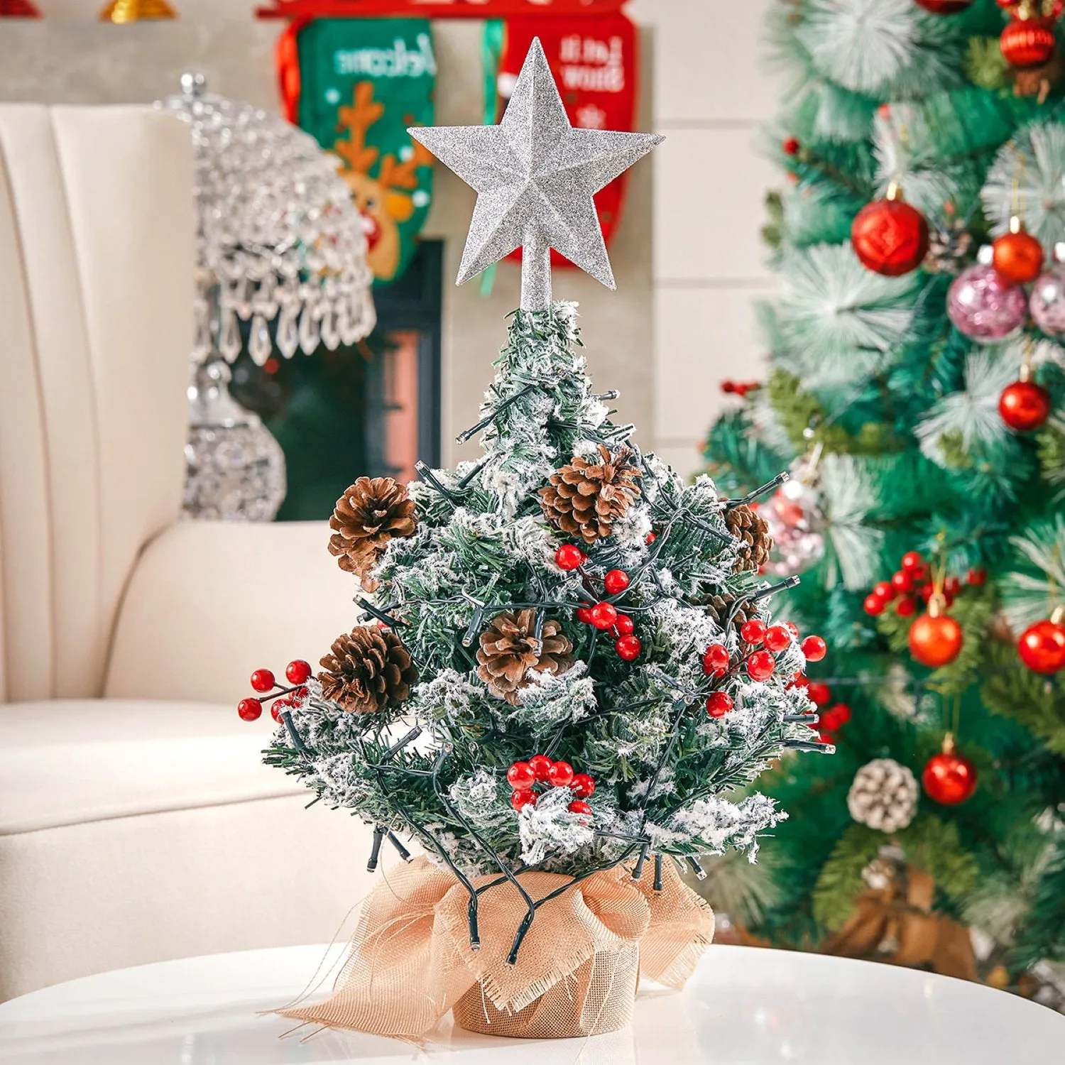 Tabletop Christmas Tree Pre-Lit with Star Topper - Green by Julian Charles, alternate view