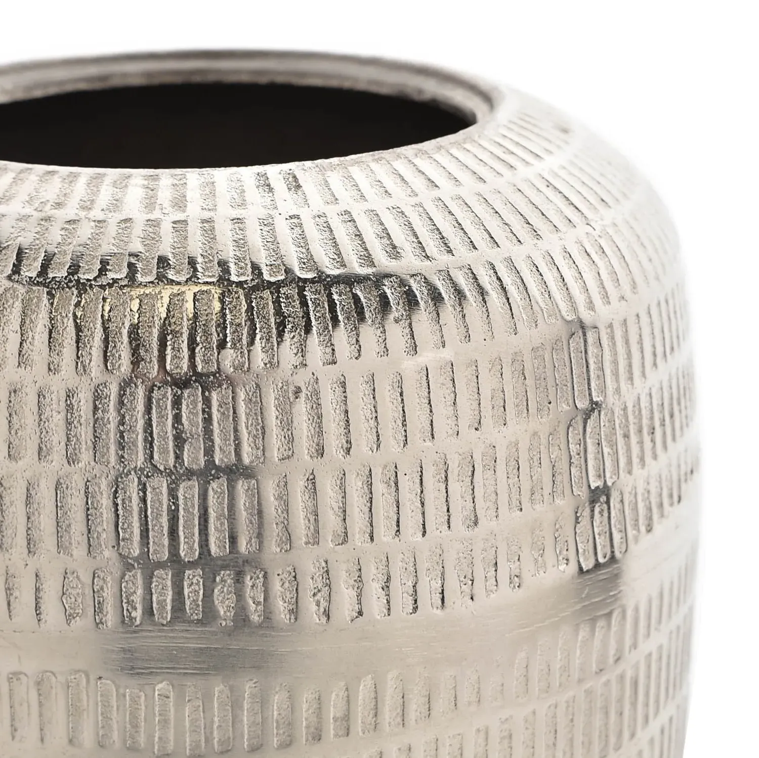 Tall Textured Vase - Silver, Metal