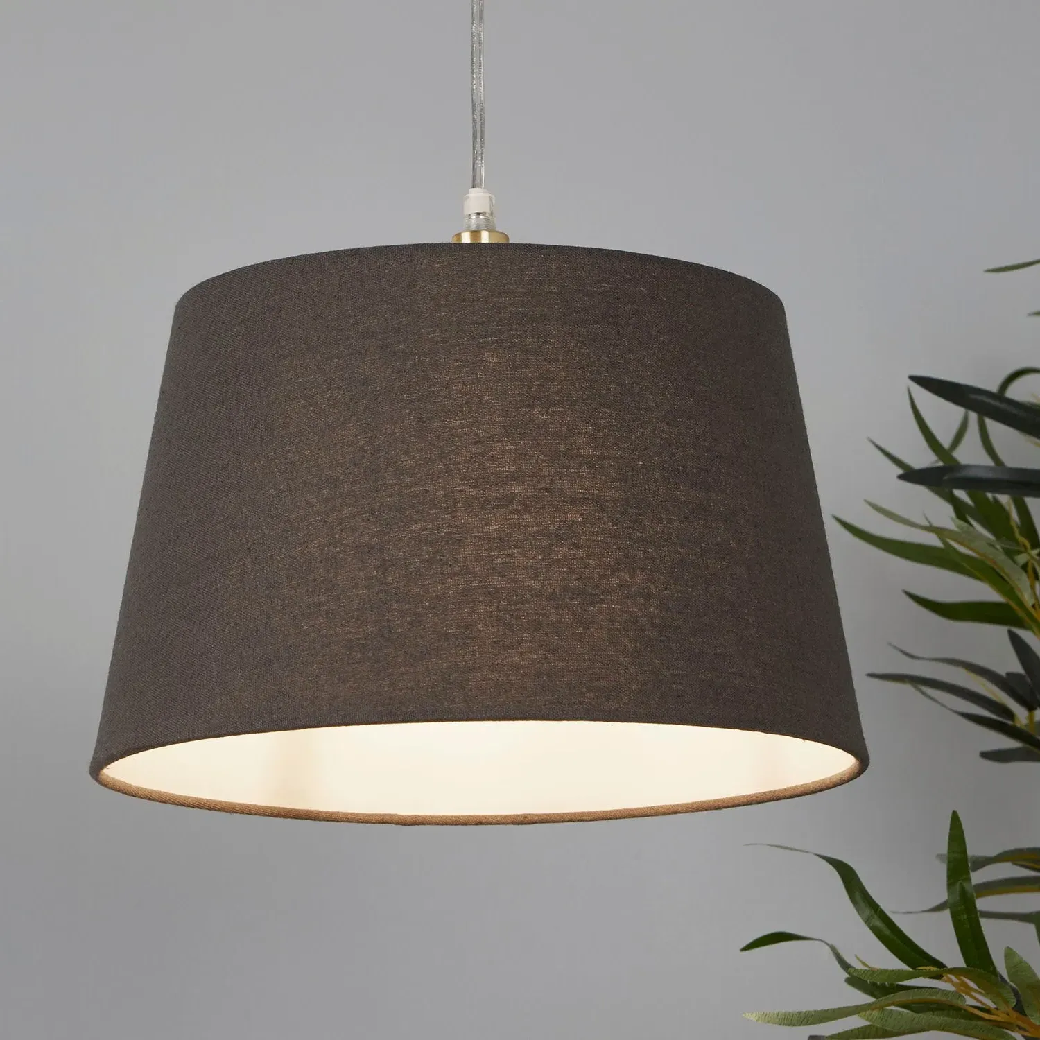 Tapered Drum Light Shade Easy Fit - Grey, Linen