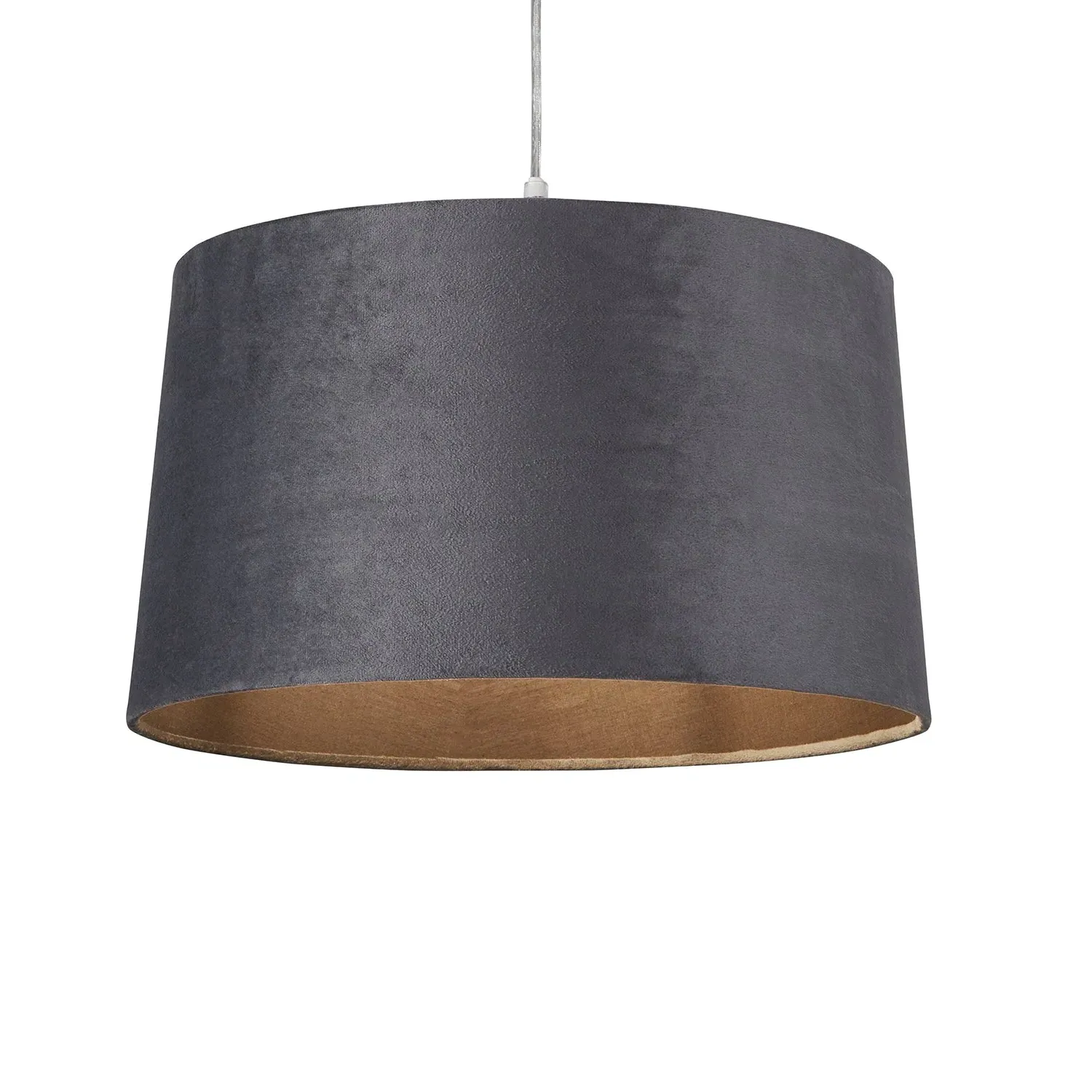 Tapered Drum Light Shade Easy Fit - Grey, Velvet image