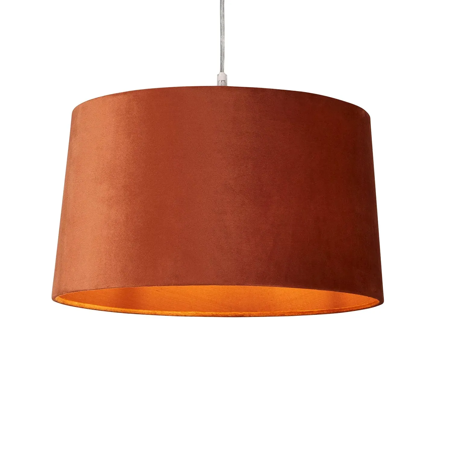 Tapered Drum Light Shade Easy Fit - Orange, Velvet