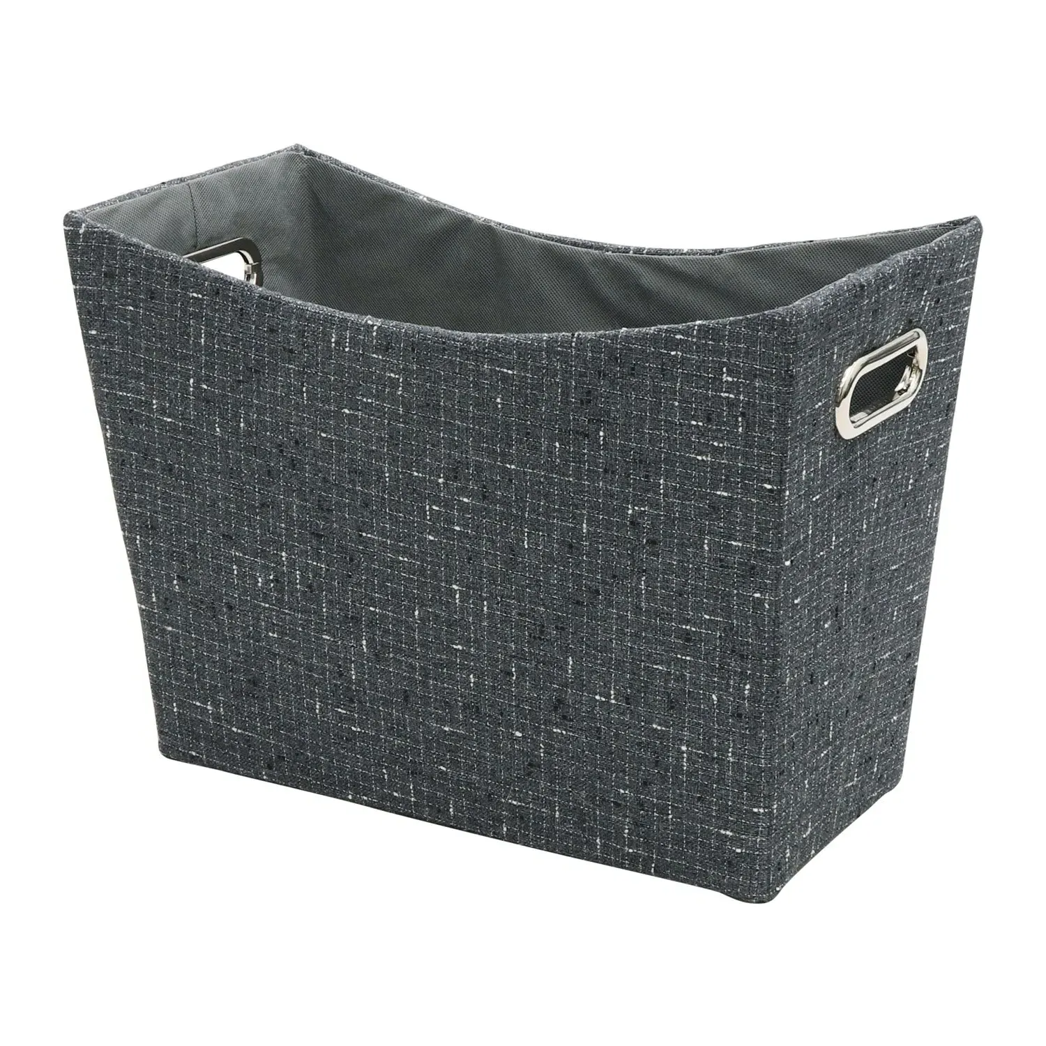 Tapered Magazine Holder with Handles - Grey, Fabric