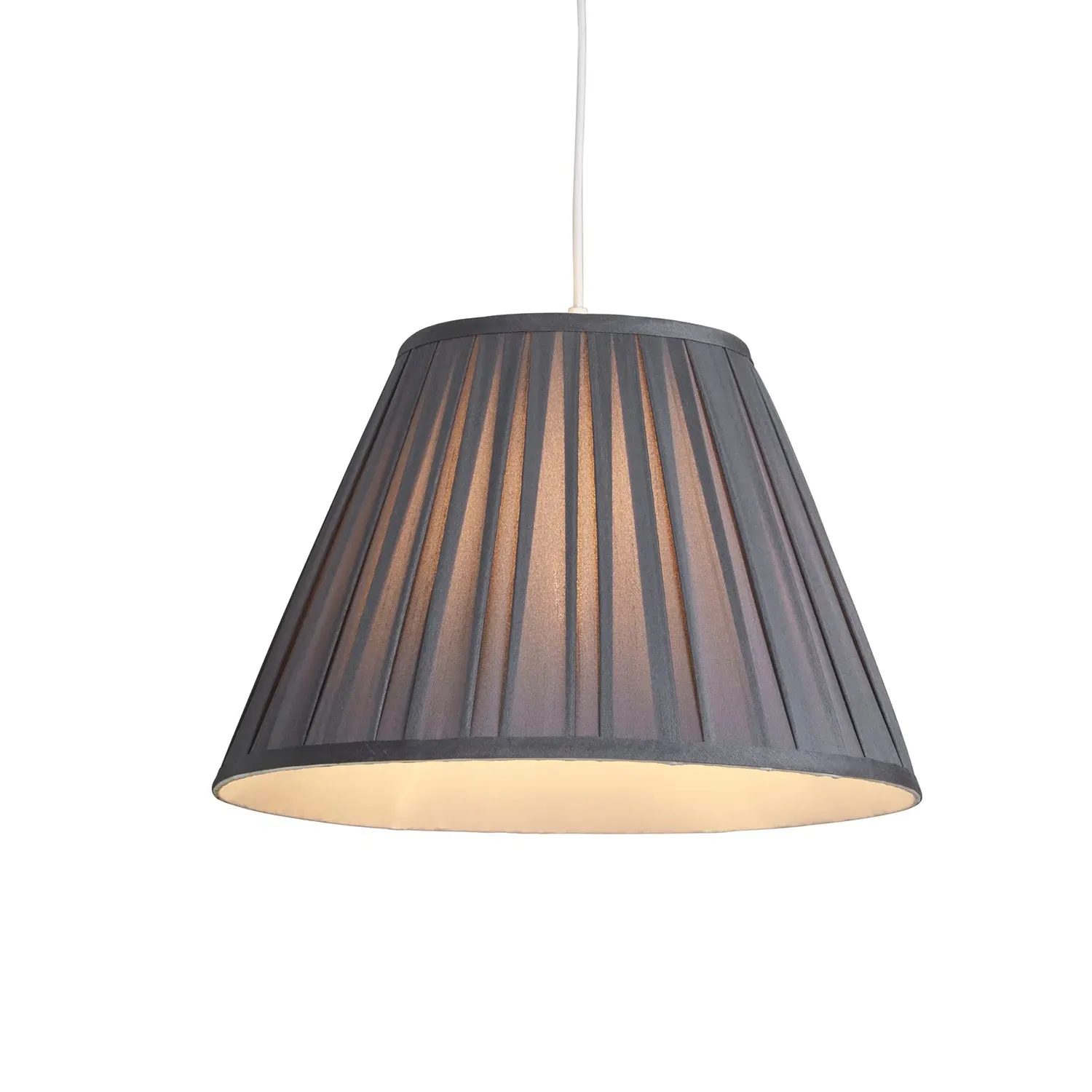 Tapered Pendant Light Shade - Grey, Pleated