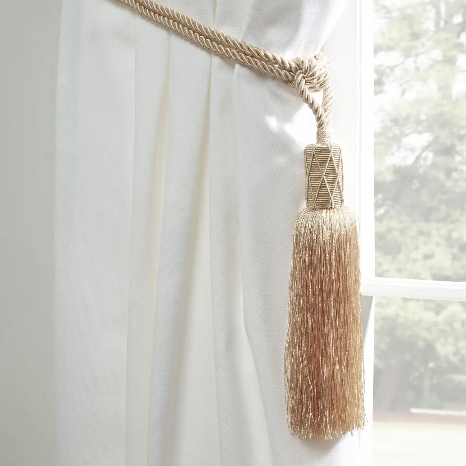 Tassel Curtain Tieback Pair - Pink, Rope
