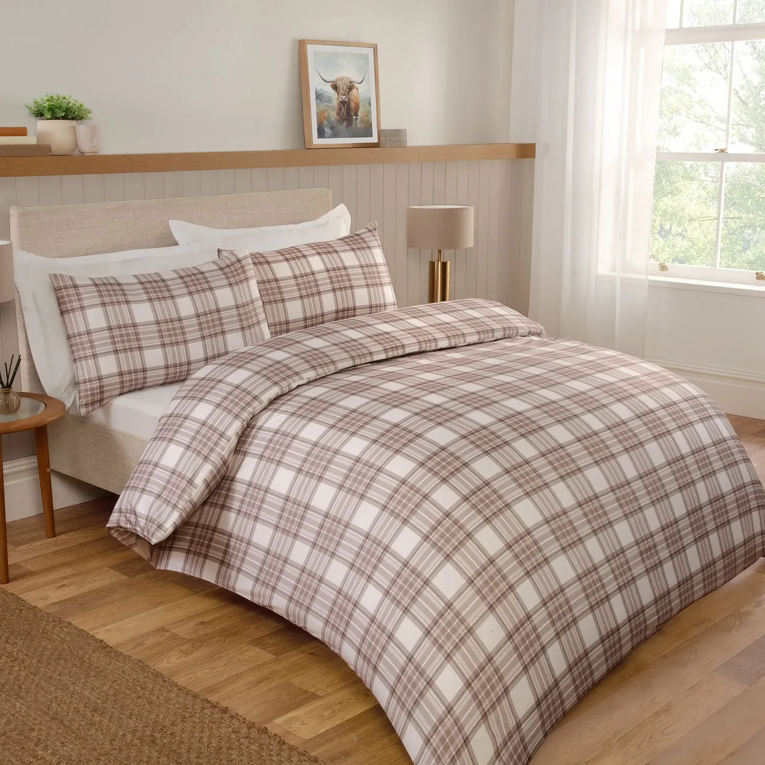 Taylor Check Double Duvet Set - Natural by Julian Charles, image 2