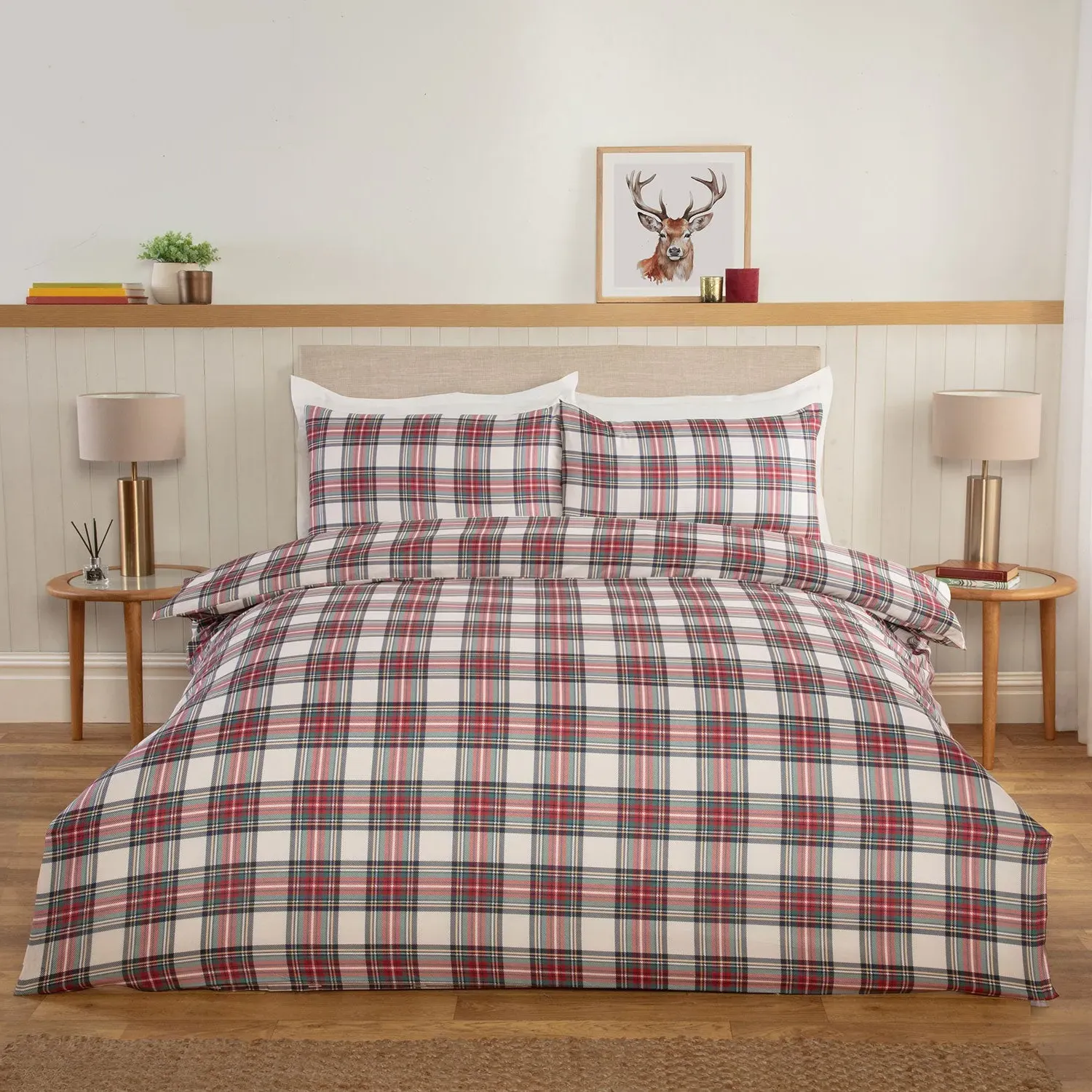 Taylor Check King Size Duvet Set - Red by Julian Charles