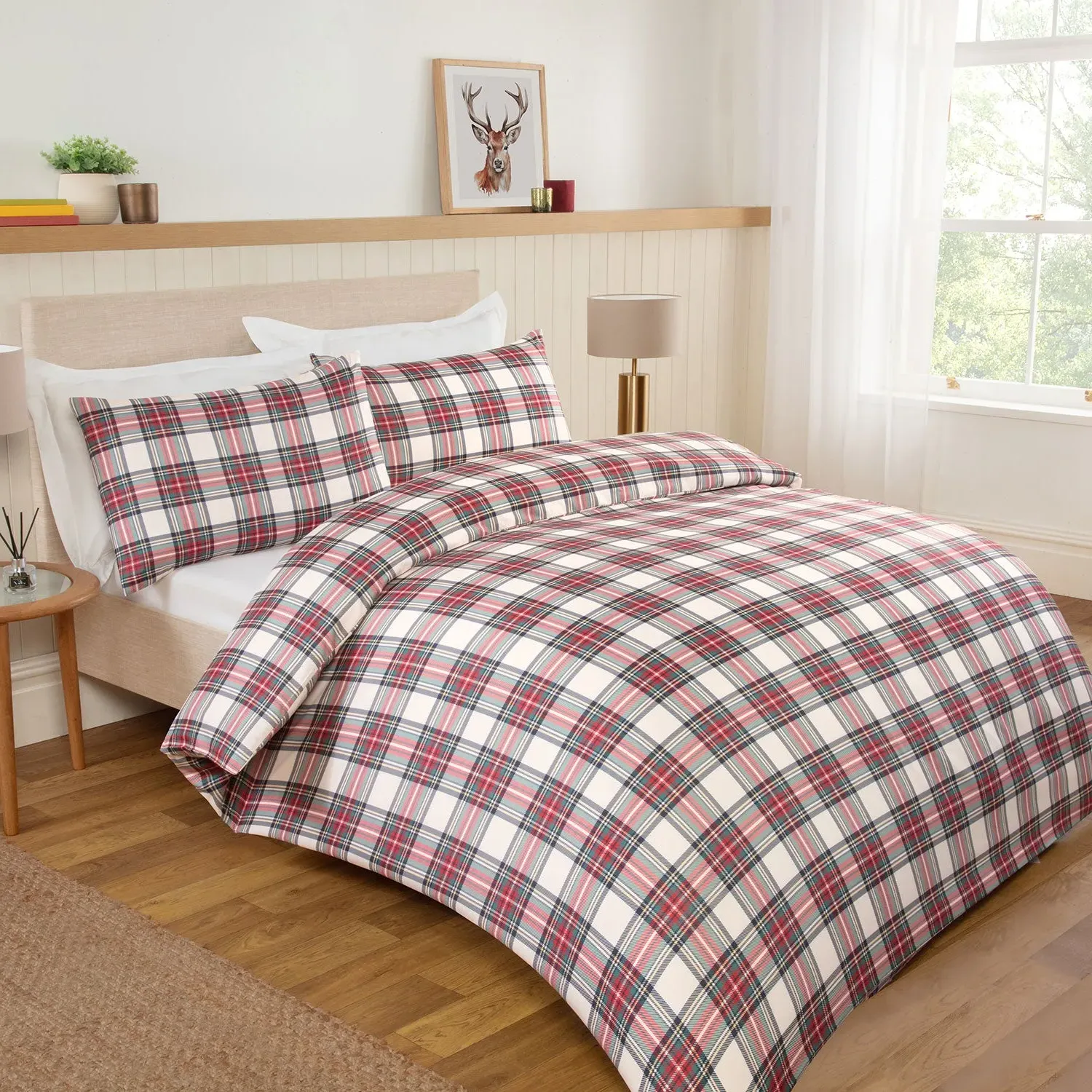 Taylor Check Super King Duvet Set - Red by Julian Charles, alternate view