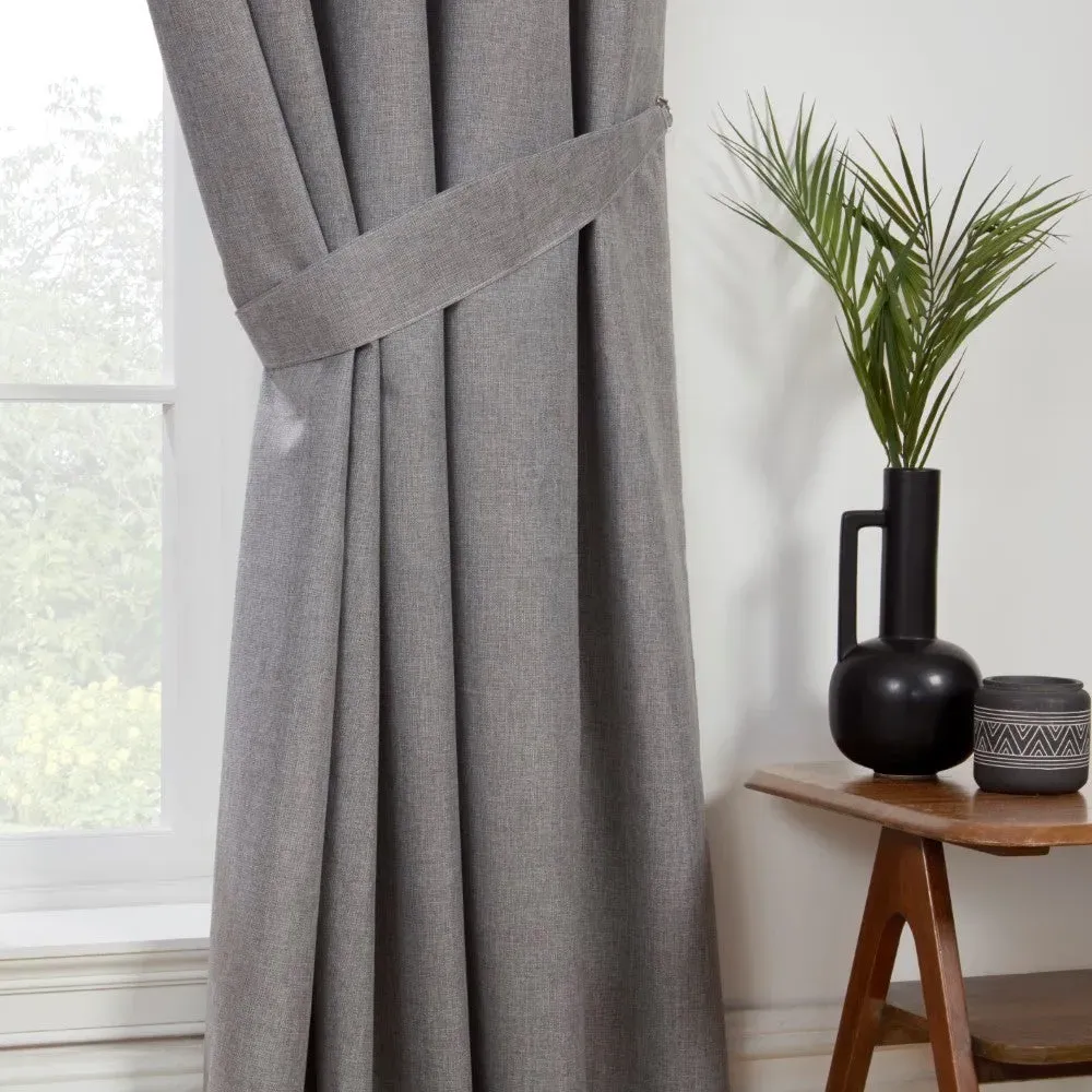 Textured Curtain Tie Backs - Grey, Fabric