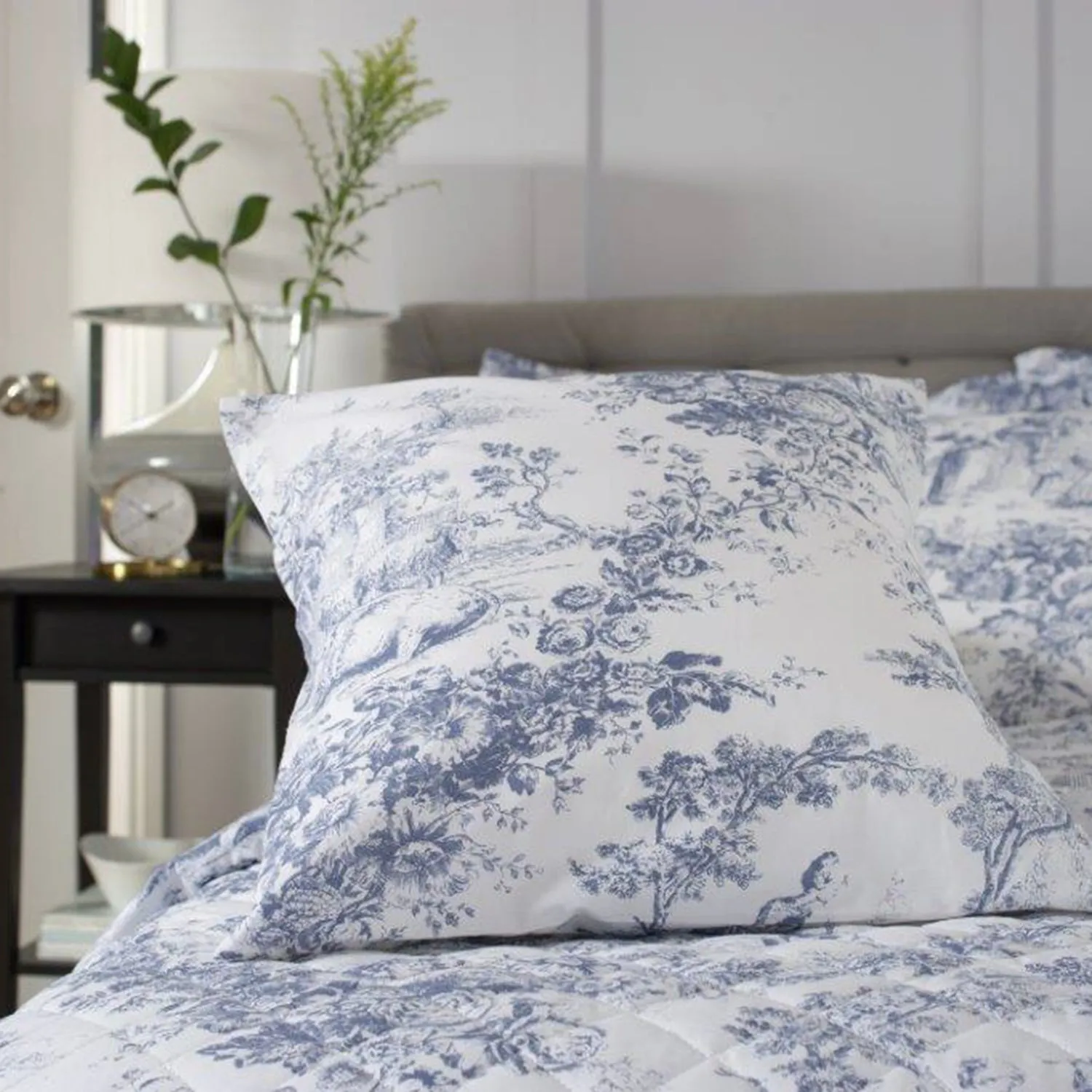 The Lyndon Company Toile Printed Cushion - Blue, Cotton product