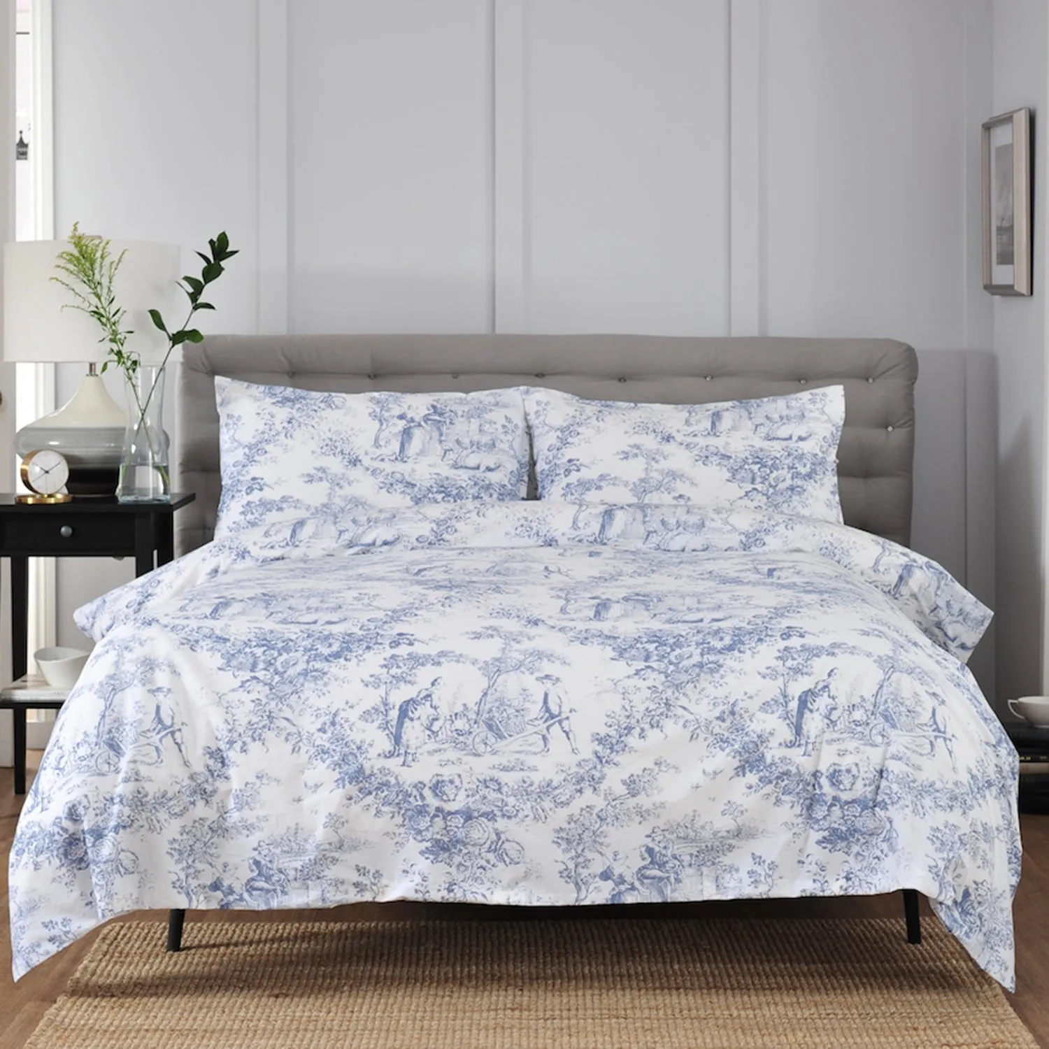 The Lyndon Company Toile Super King Duvet Cover - Blue, Cotton product