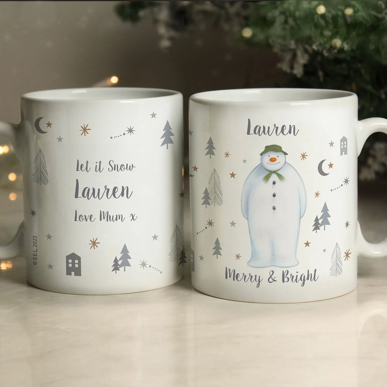 The Snowman Magical Adventure Personalised Mug - White, Ceramic by Julian Charles