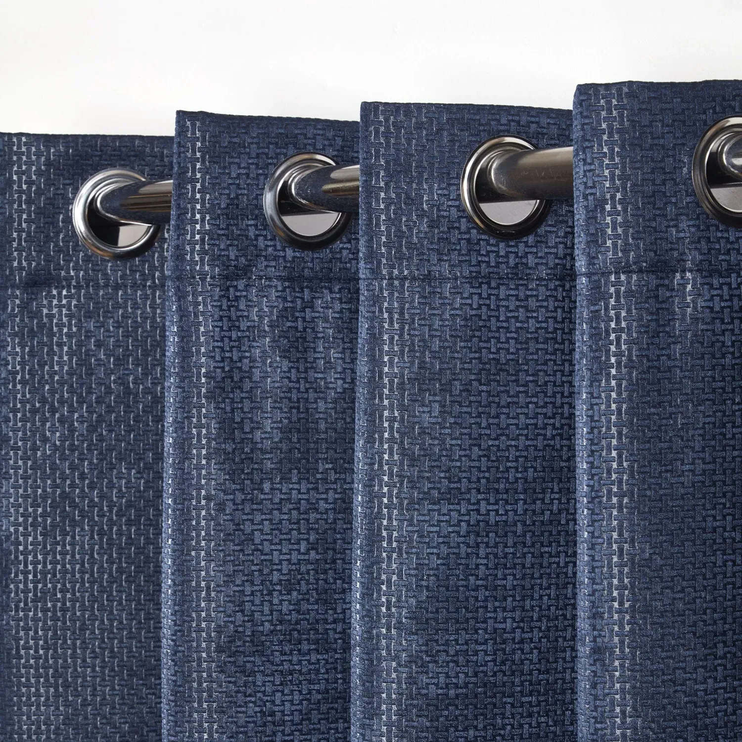 Thermal Blackout Eyelet Curtains - Blue, Polyester image