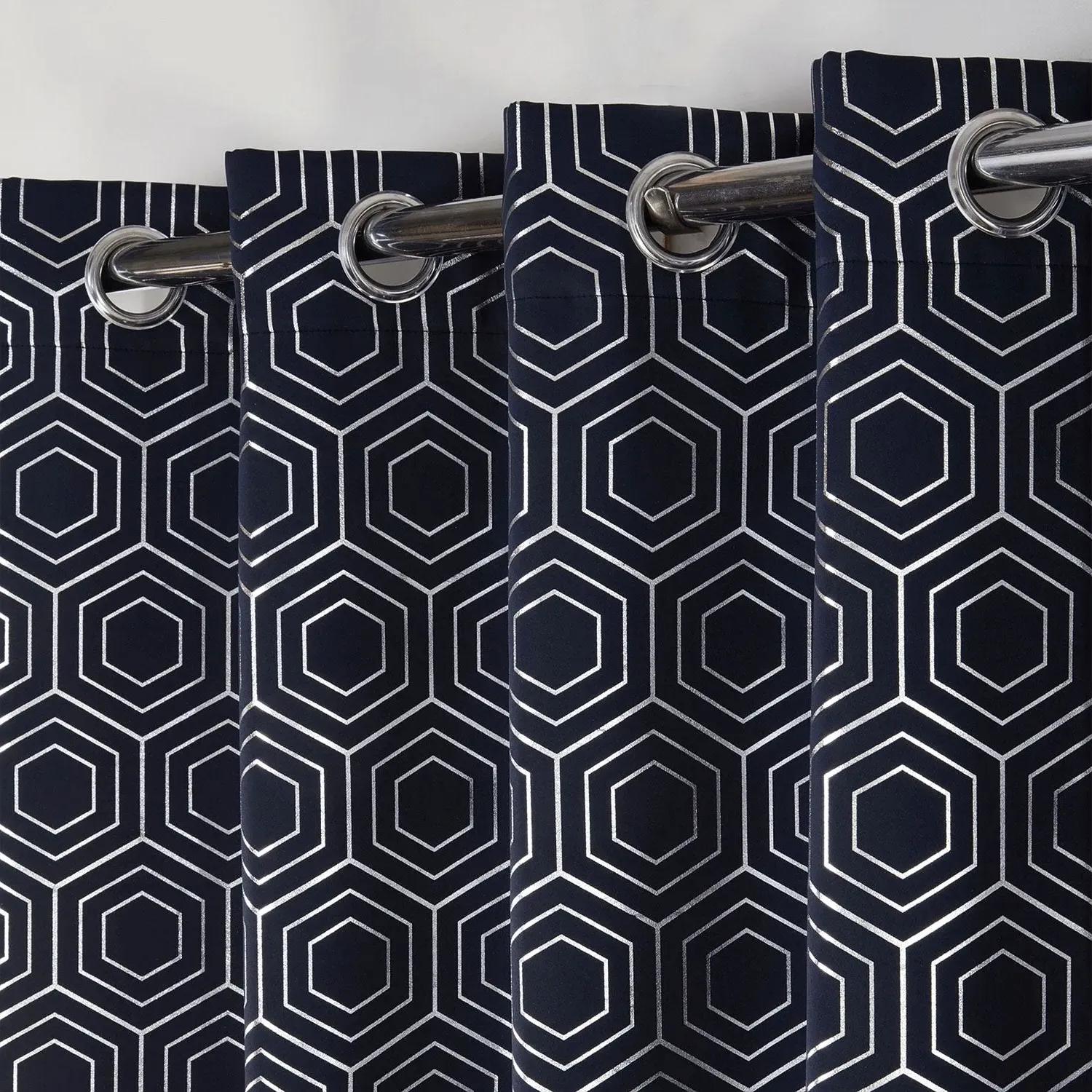 Thermal Blackout Eyelet Curtains - Blue, Woven image