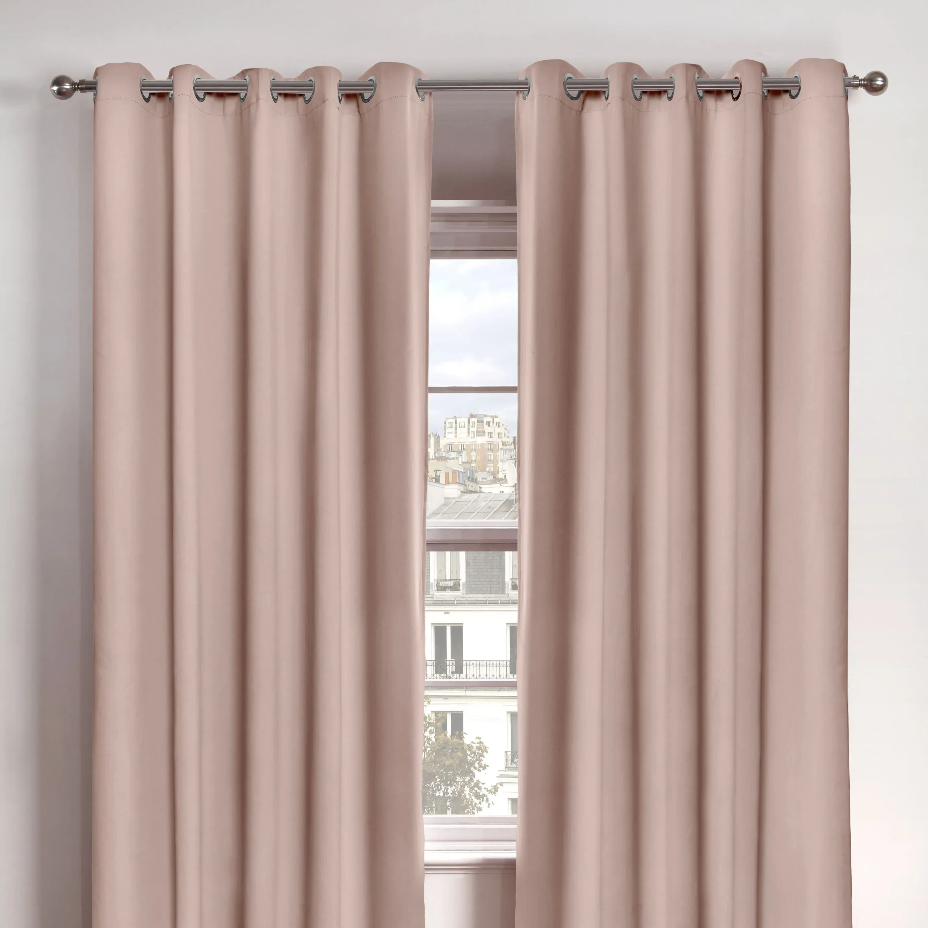 Thermal Blackout Eyelet Curtains - Pink, Polyester