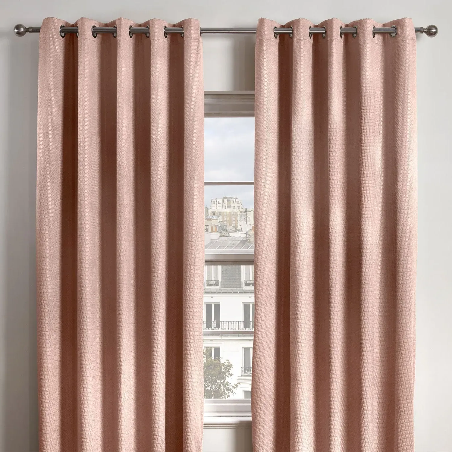 Thermal Blackout Eyelet Curtains - Pink, Polyester