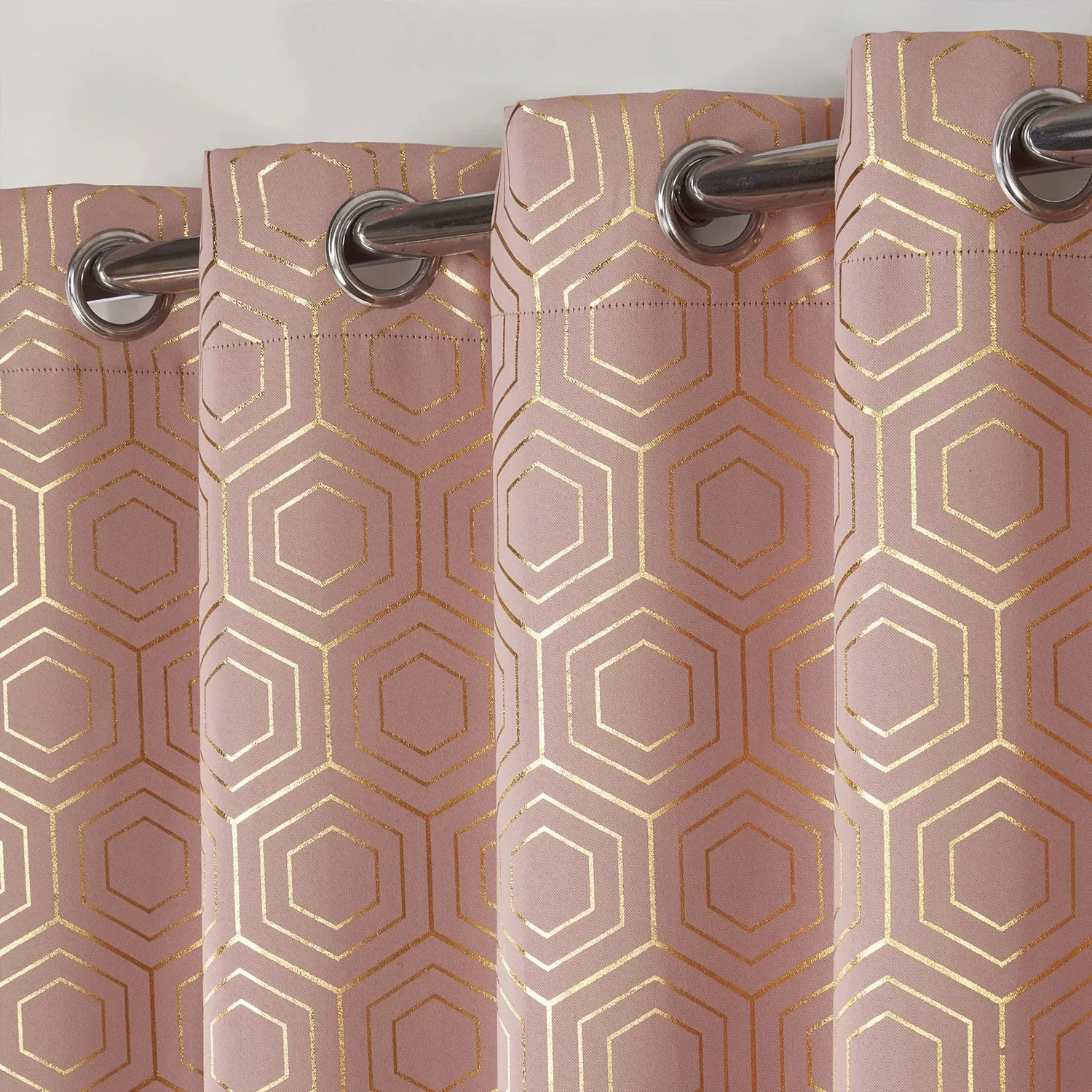 Thermal Blackout Eyelet Curtains - Pink, Woven