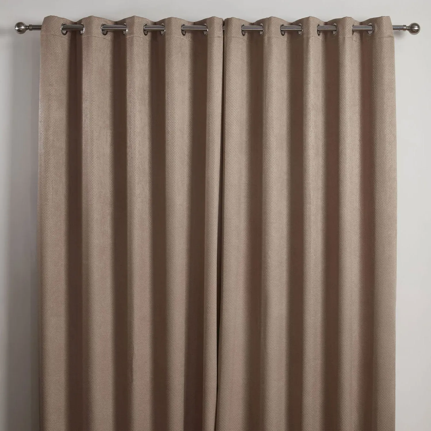 Thermal Blackout Eyelet Curtains - Taupe, Polyester
