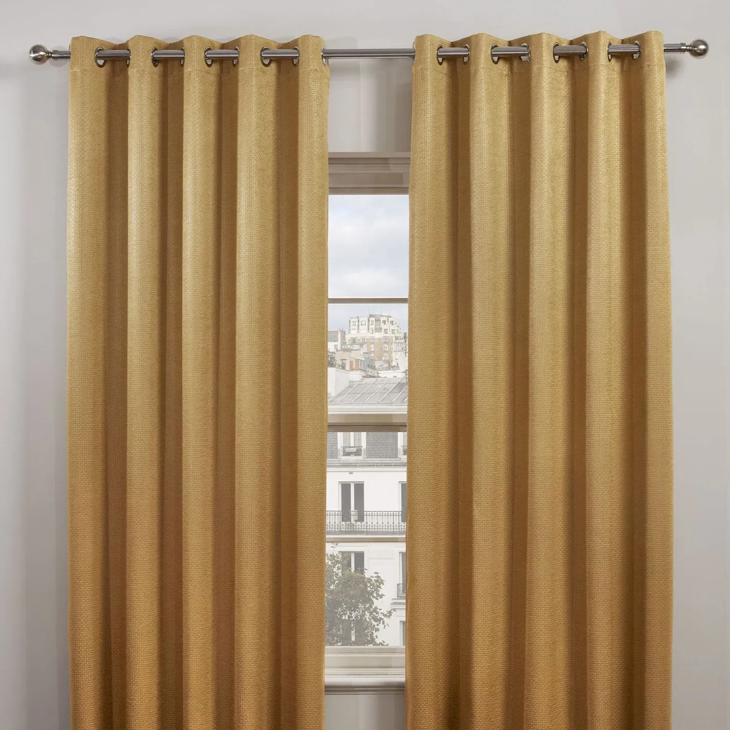 Thermal Blackout Eyelet Curtains - Yellow, Polyester