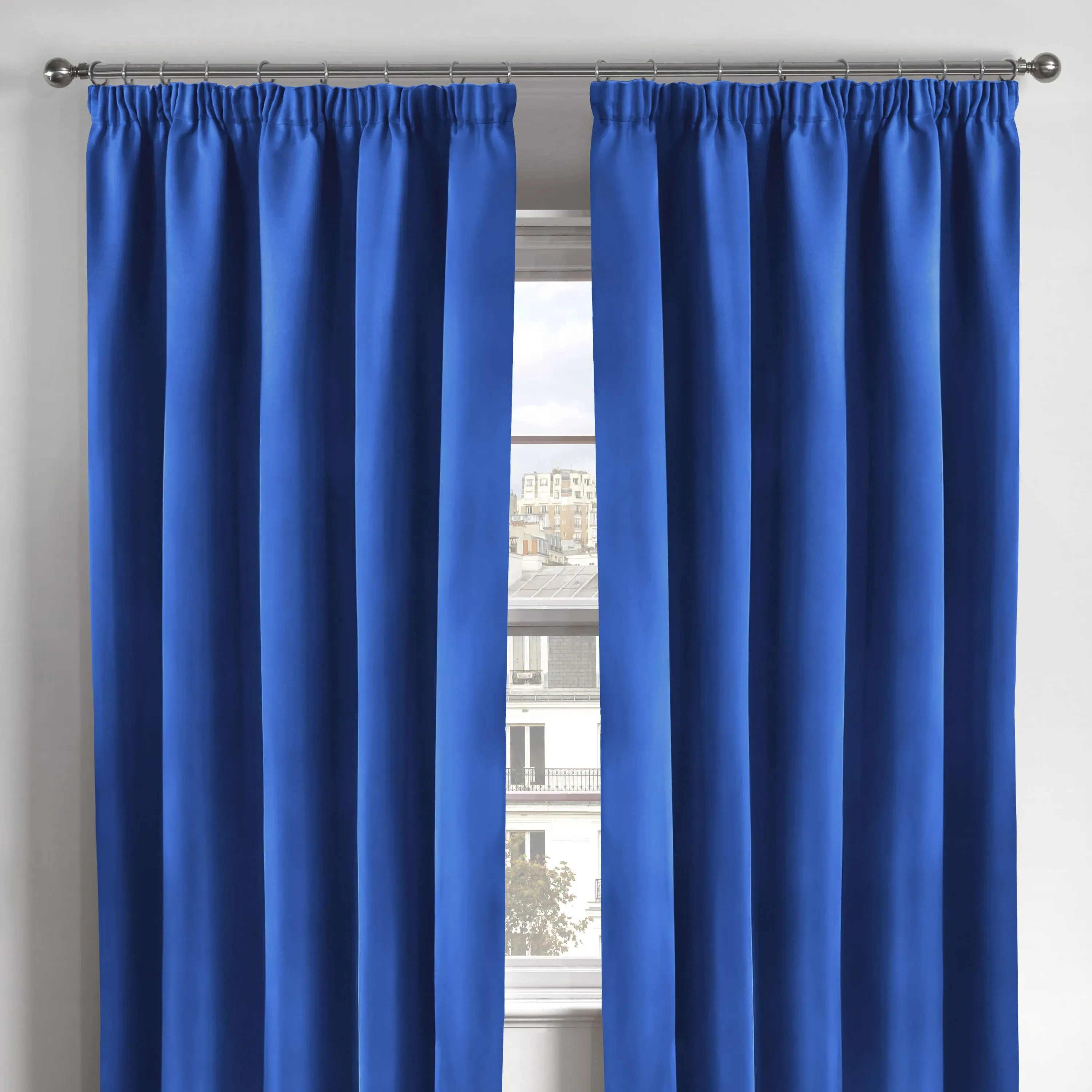 Thermal Blackout Pencil Pleat Curtains - Blue