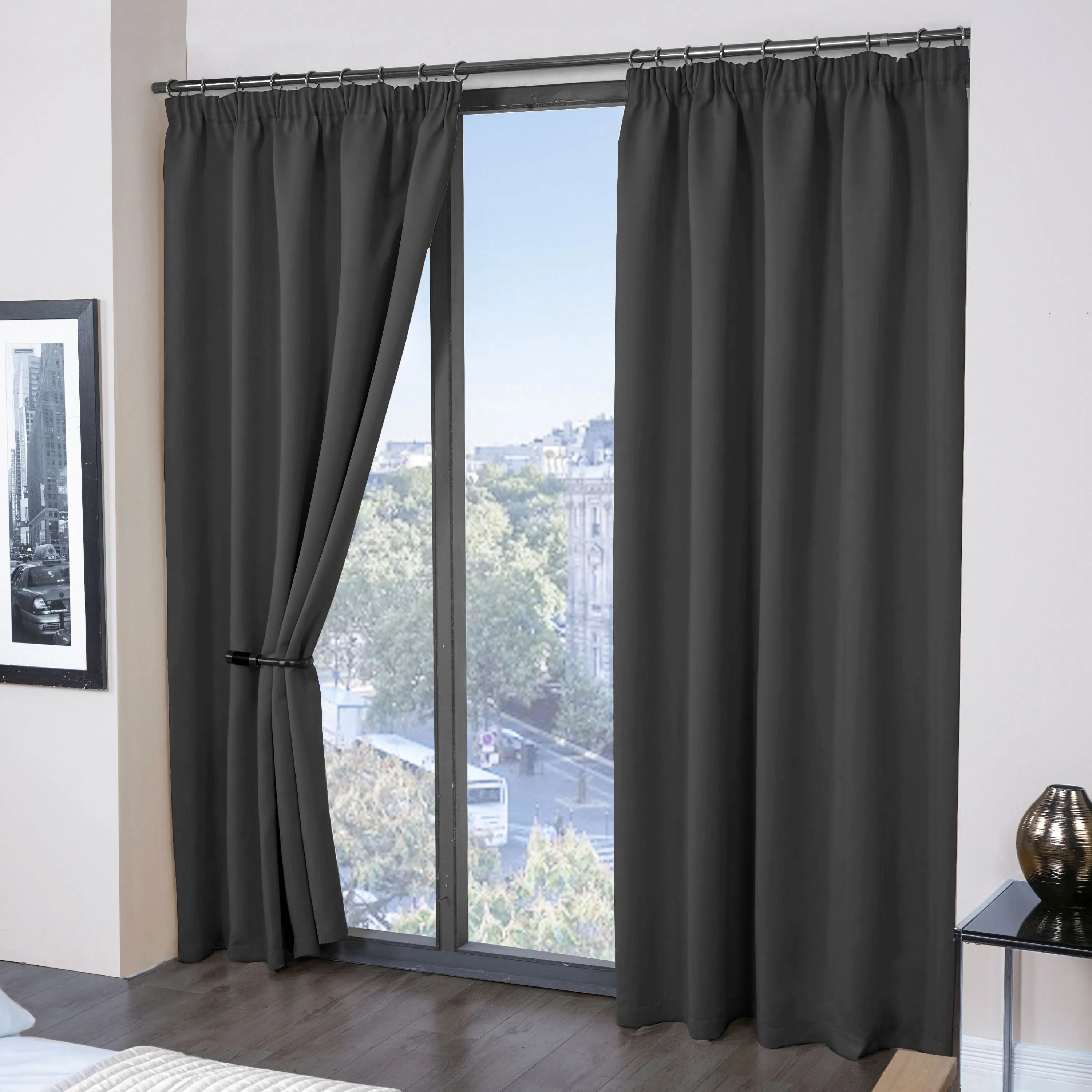 Thermal Blackout Pencil Pleat Curtains - Grey