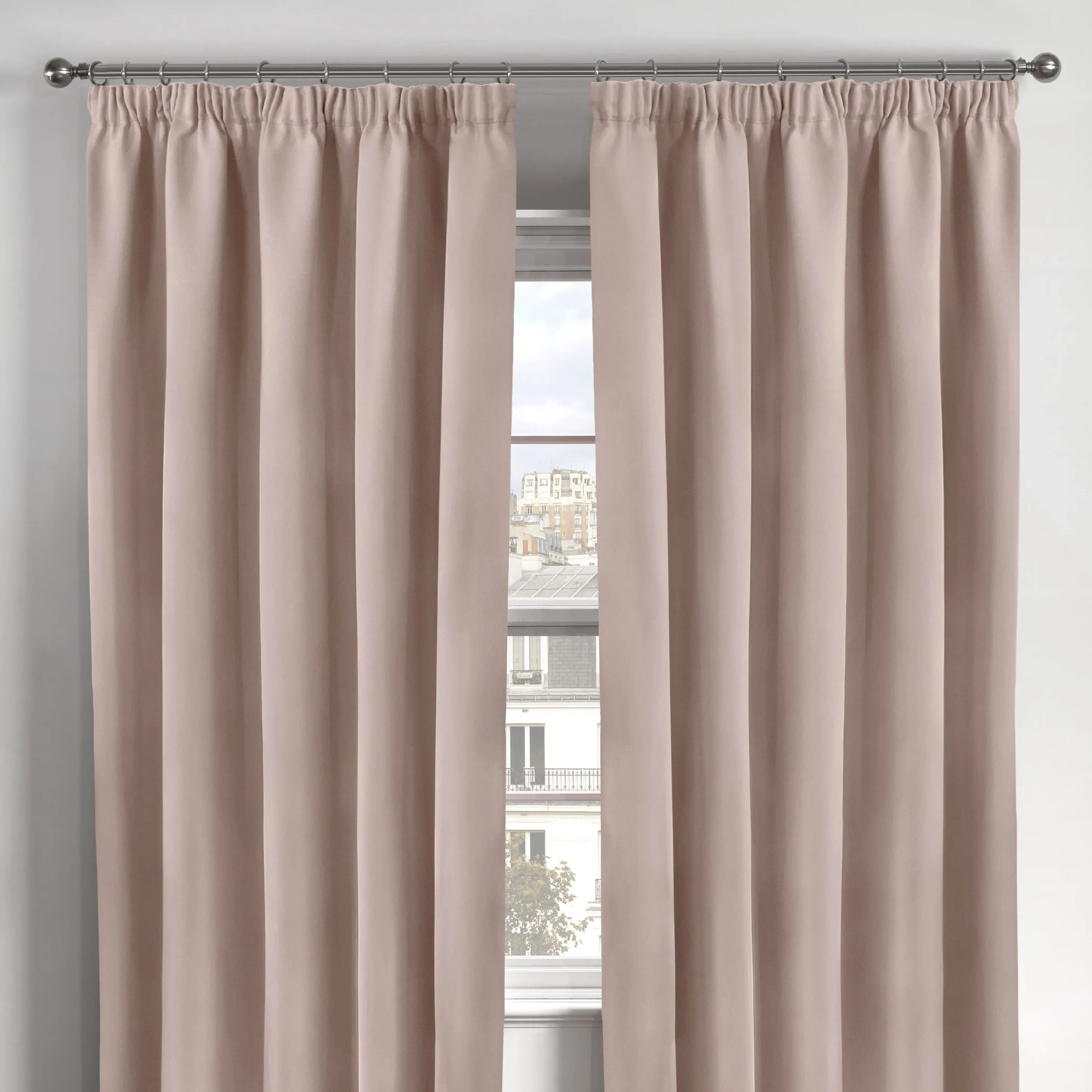 Thermal Blackout Pencil Pleat Curtains - Pink