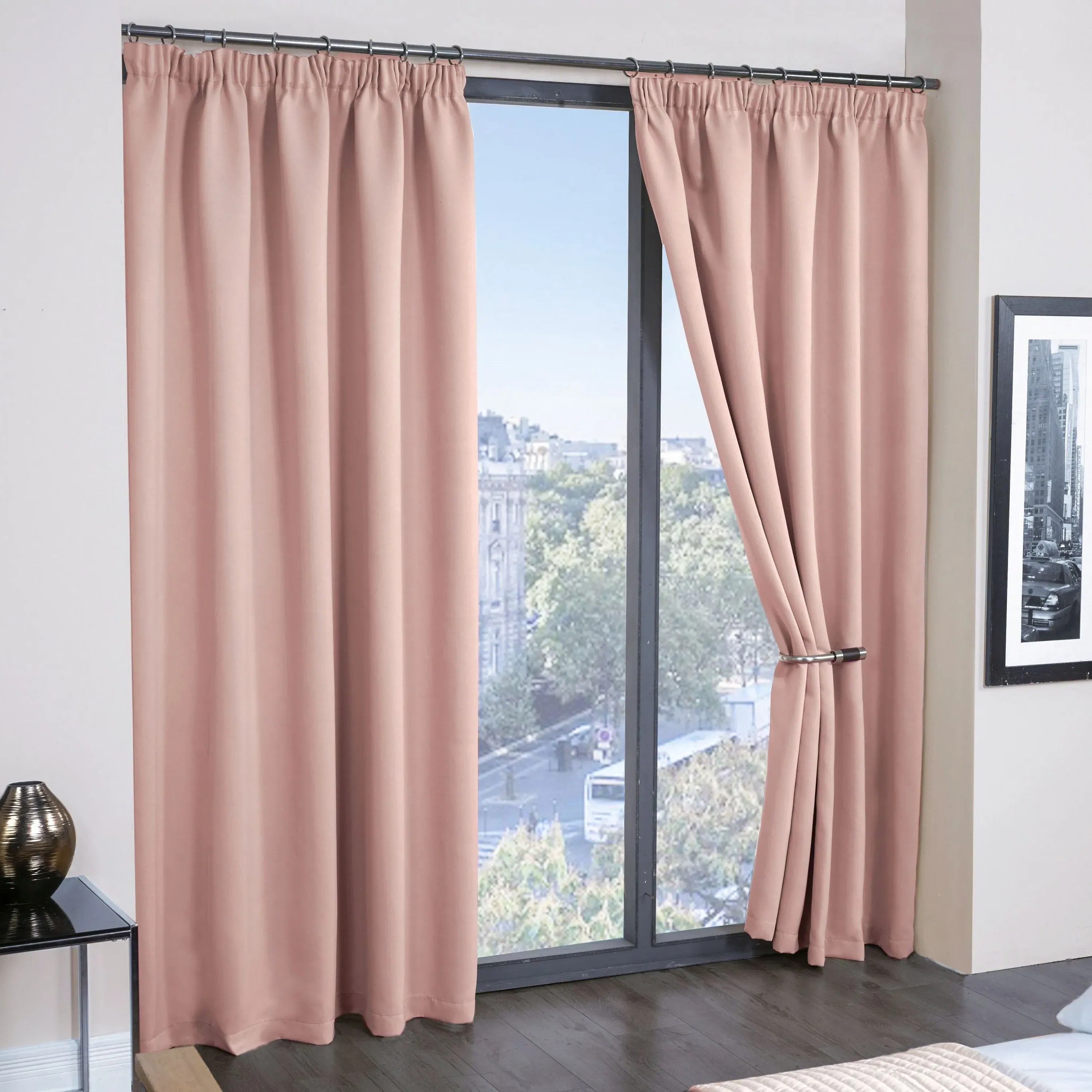Thermal Blackout Pencil Pleat Curtains - Pink