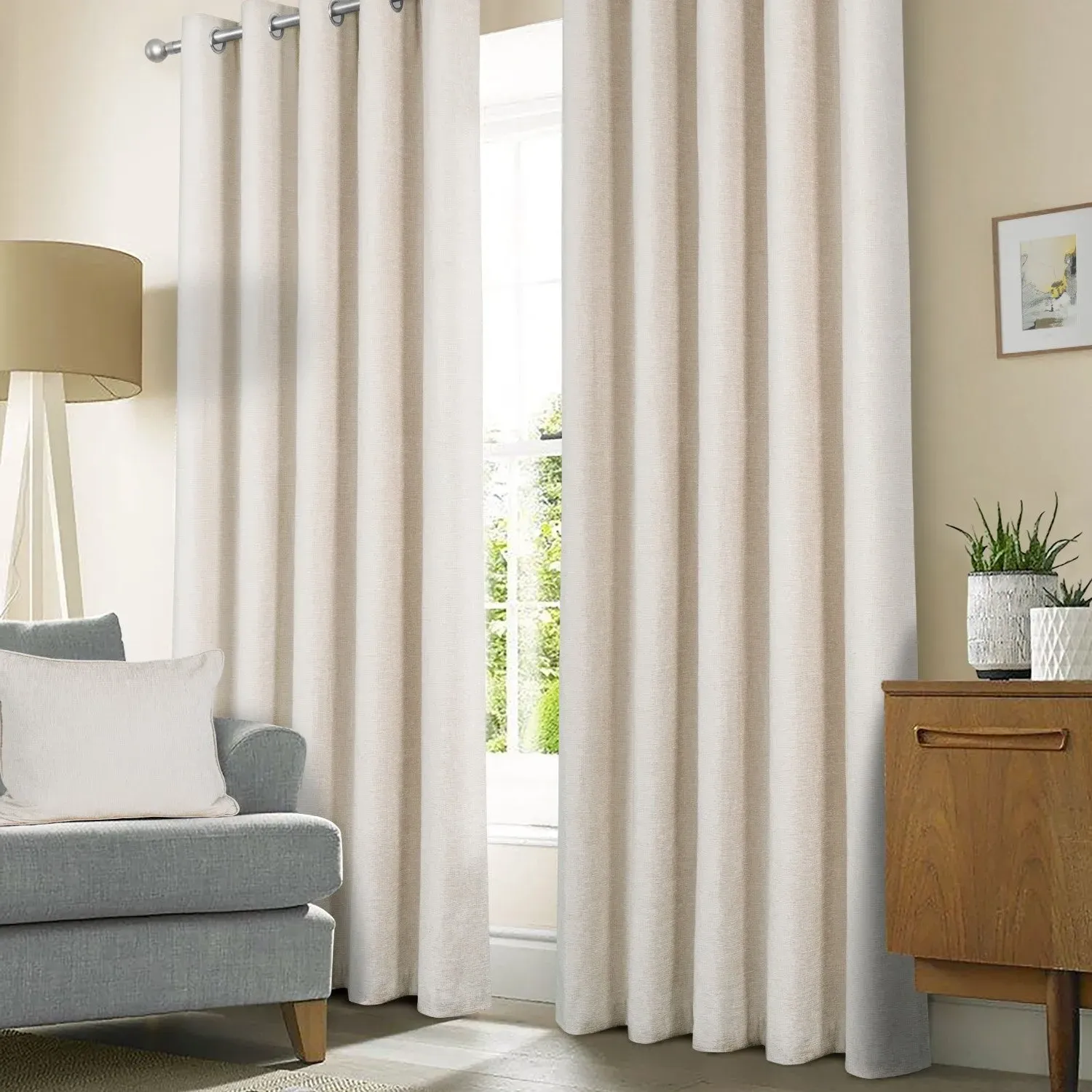Thermal Eyelet Curtains - Natural, Chenille