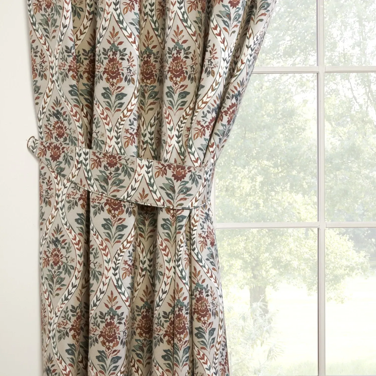 Tie Backs with Trellis Pattern - Orange, Fabric image