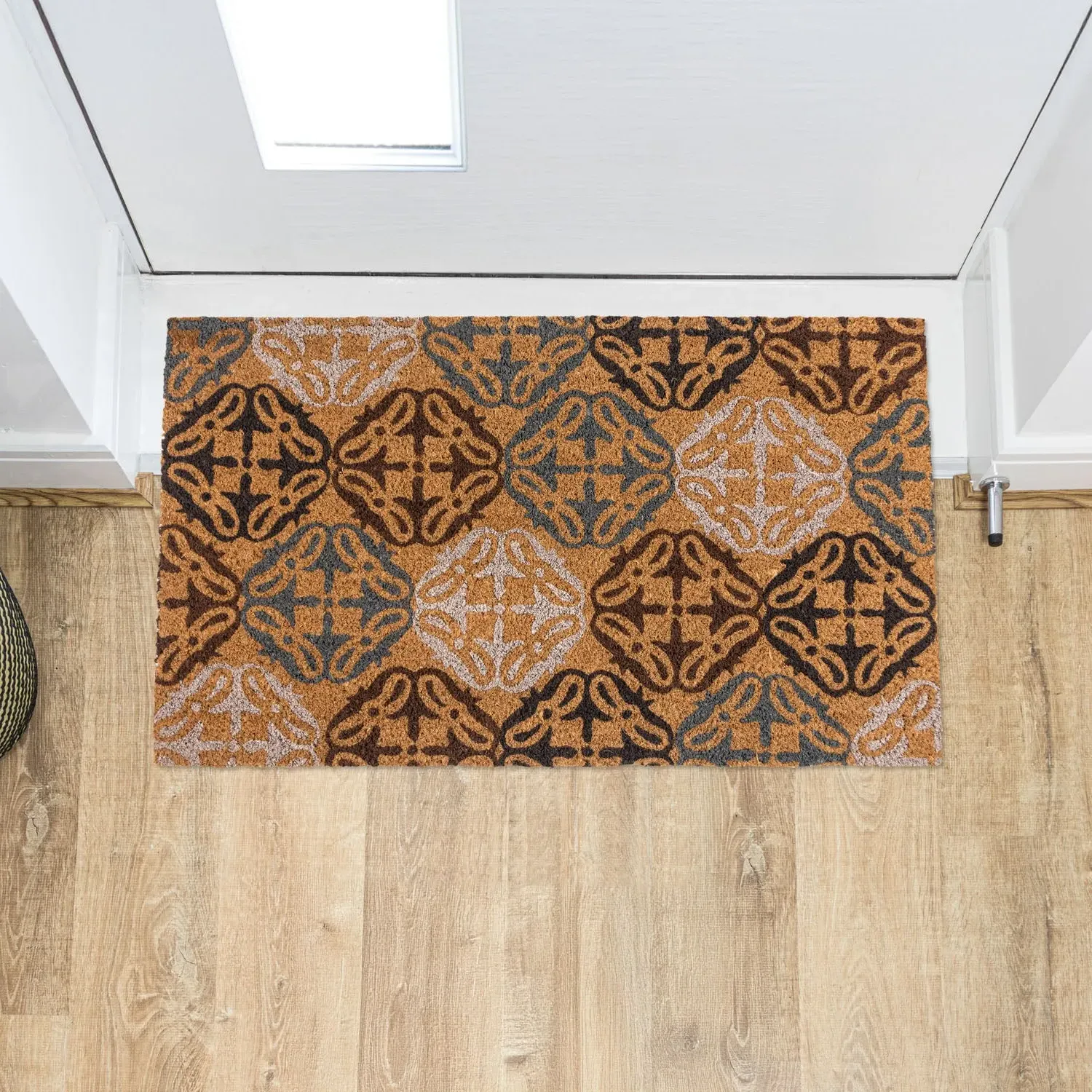 Tiles Eco-Friendly Latex Backed Coir Entrance Doormat - Brown product