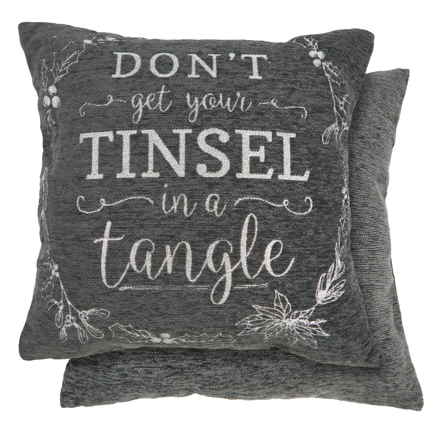 Tinsle in a Tangle Cushion Cover Pair - Grey, Chenille by Julian Charles