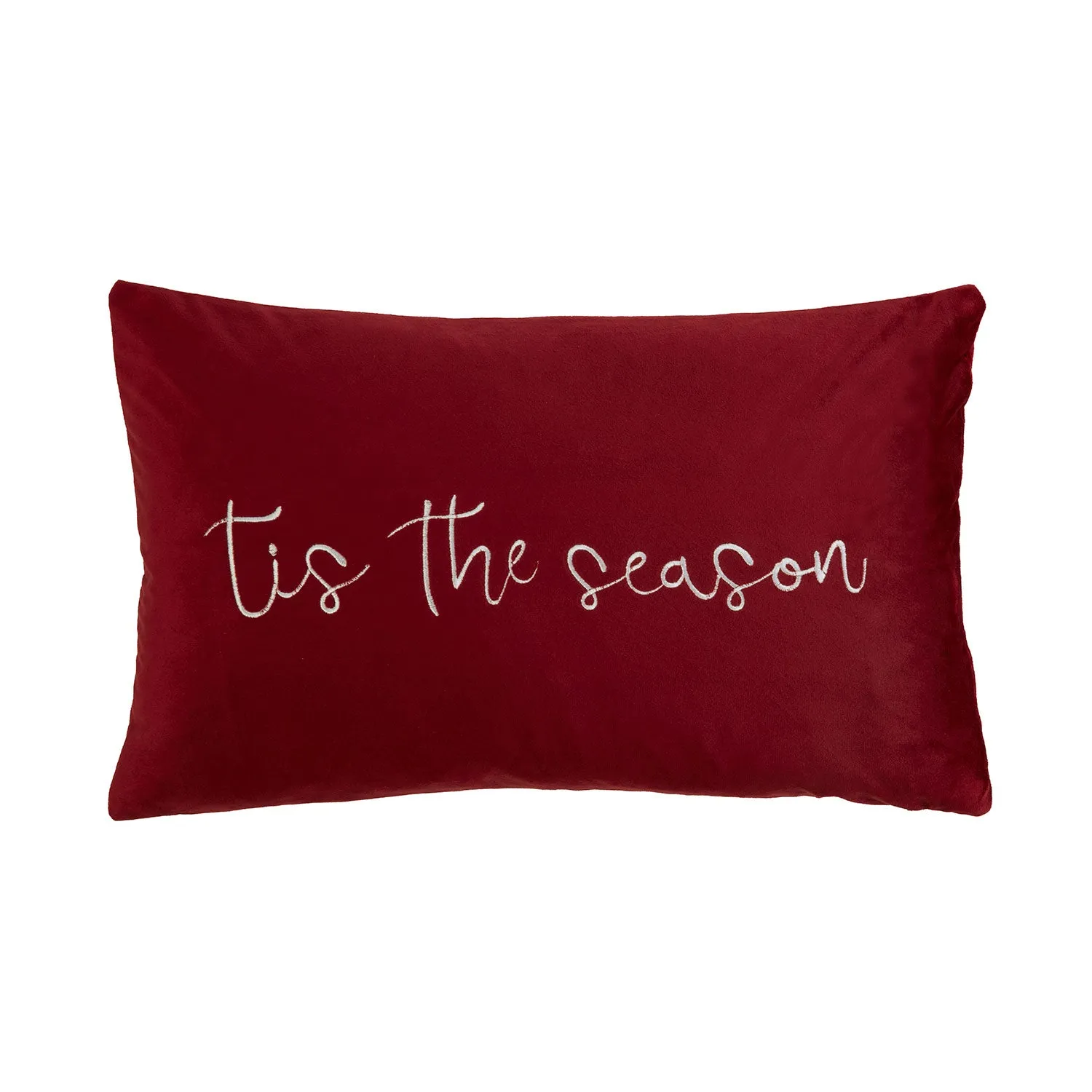 Tis The Season Embroidered Cushion - Red, Velvet by Julian Charles