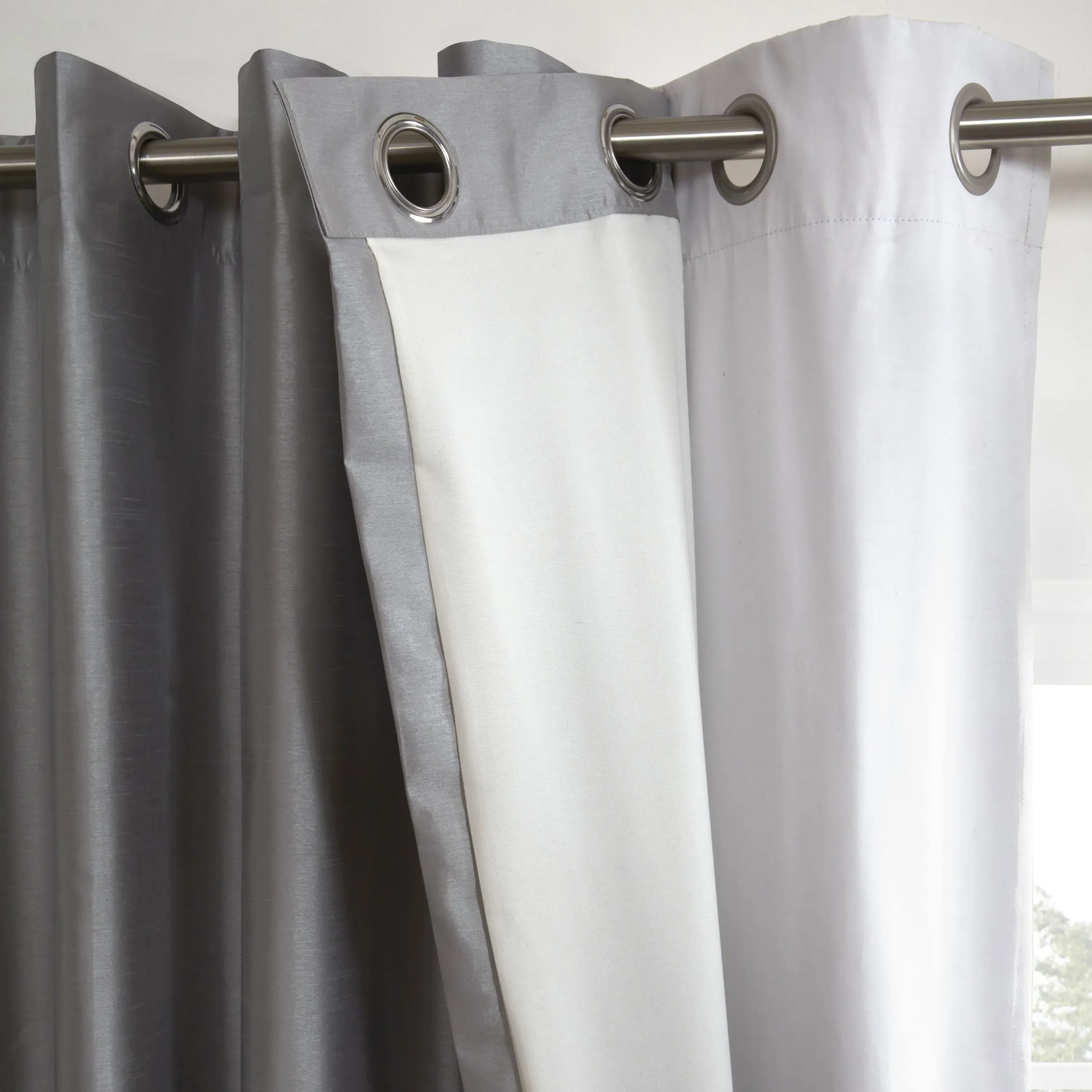 Blackout Eyelet Curtain Lining - White, Coated alternate view