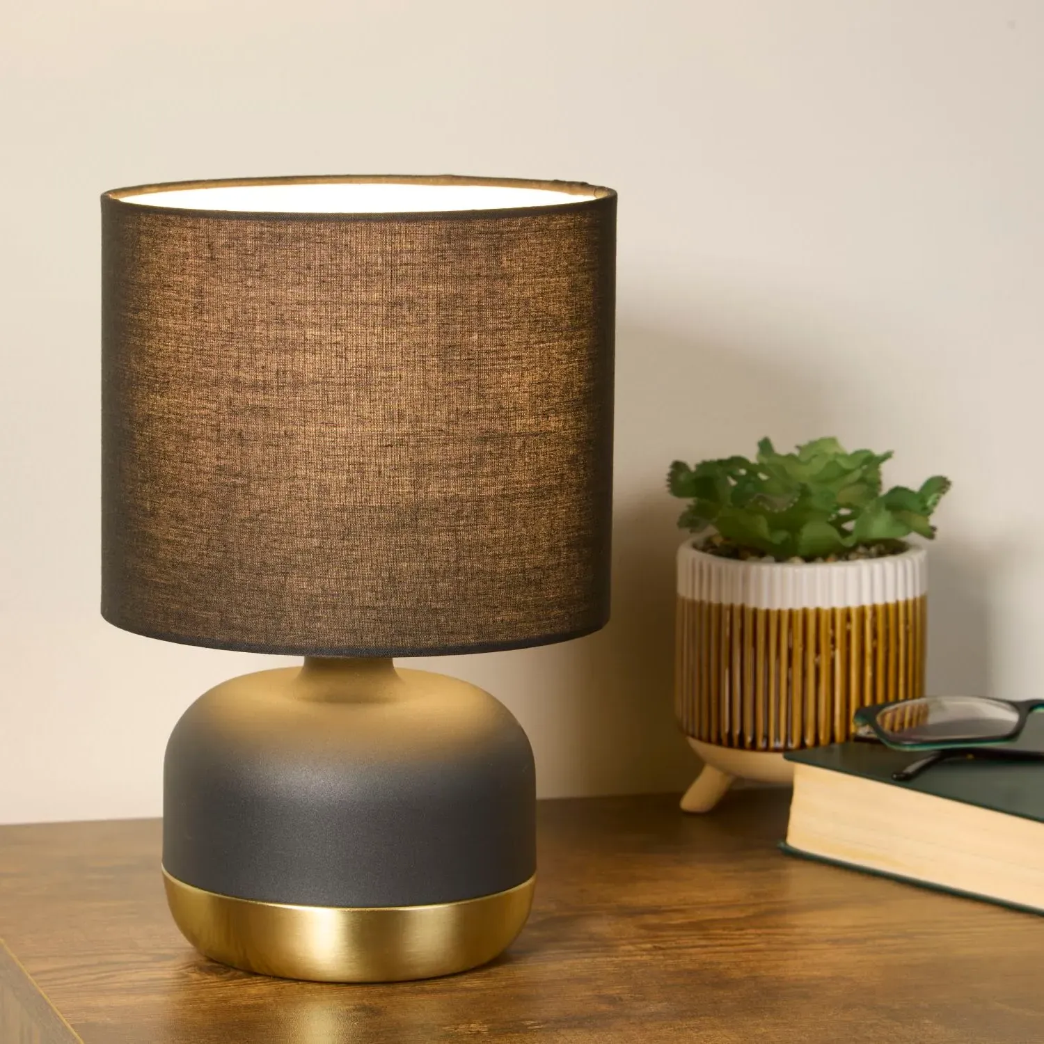Touch Table Lamp - Black, Gold Accent
