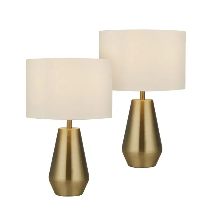 Touch Table Lamps with White Shades - Brass Base
