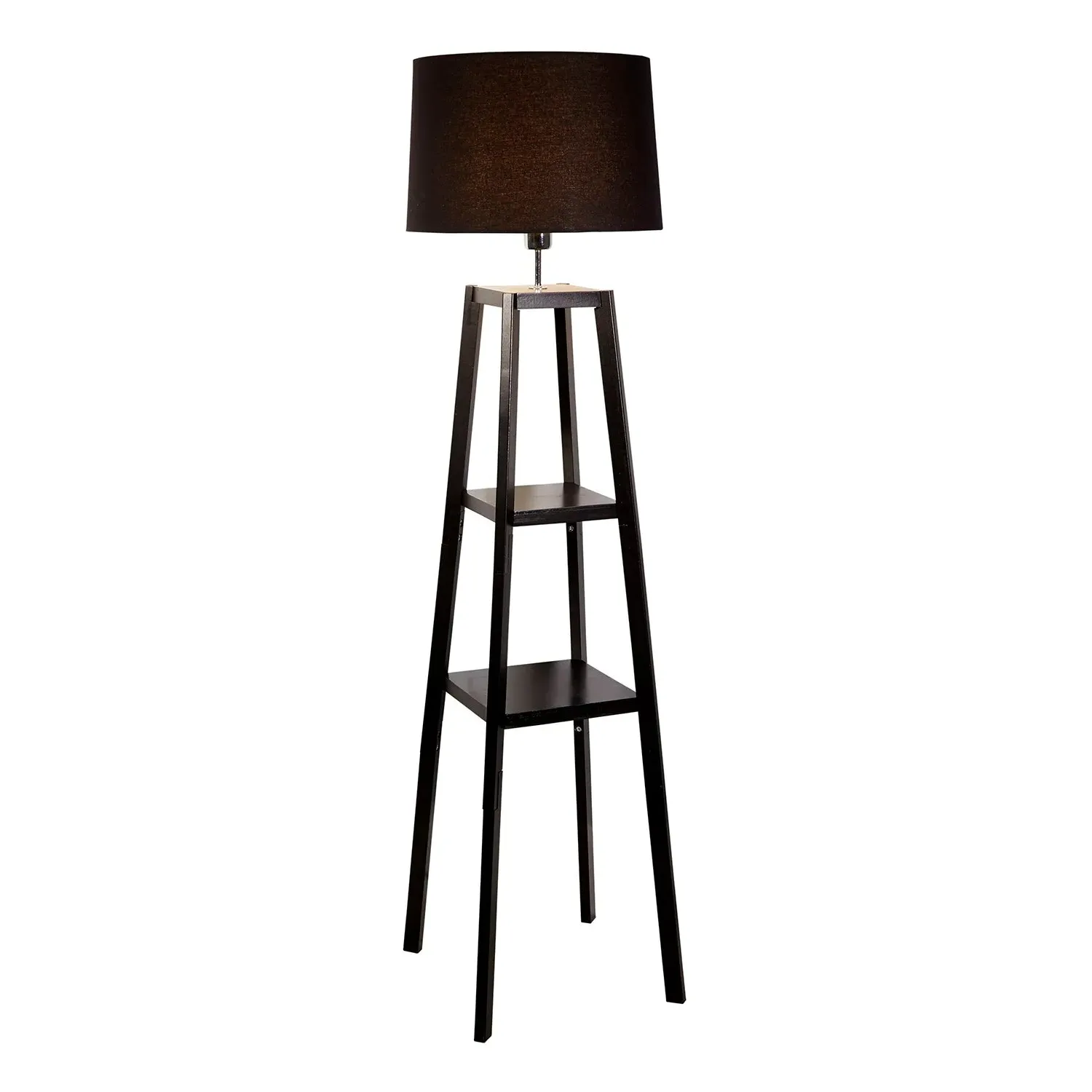 Tower Floor Lamp with Shelves - Black