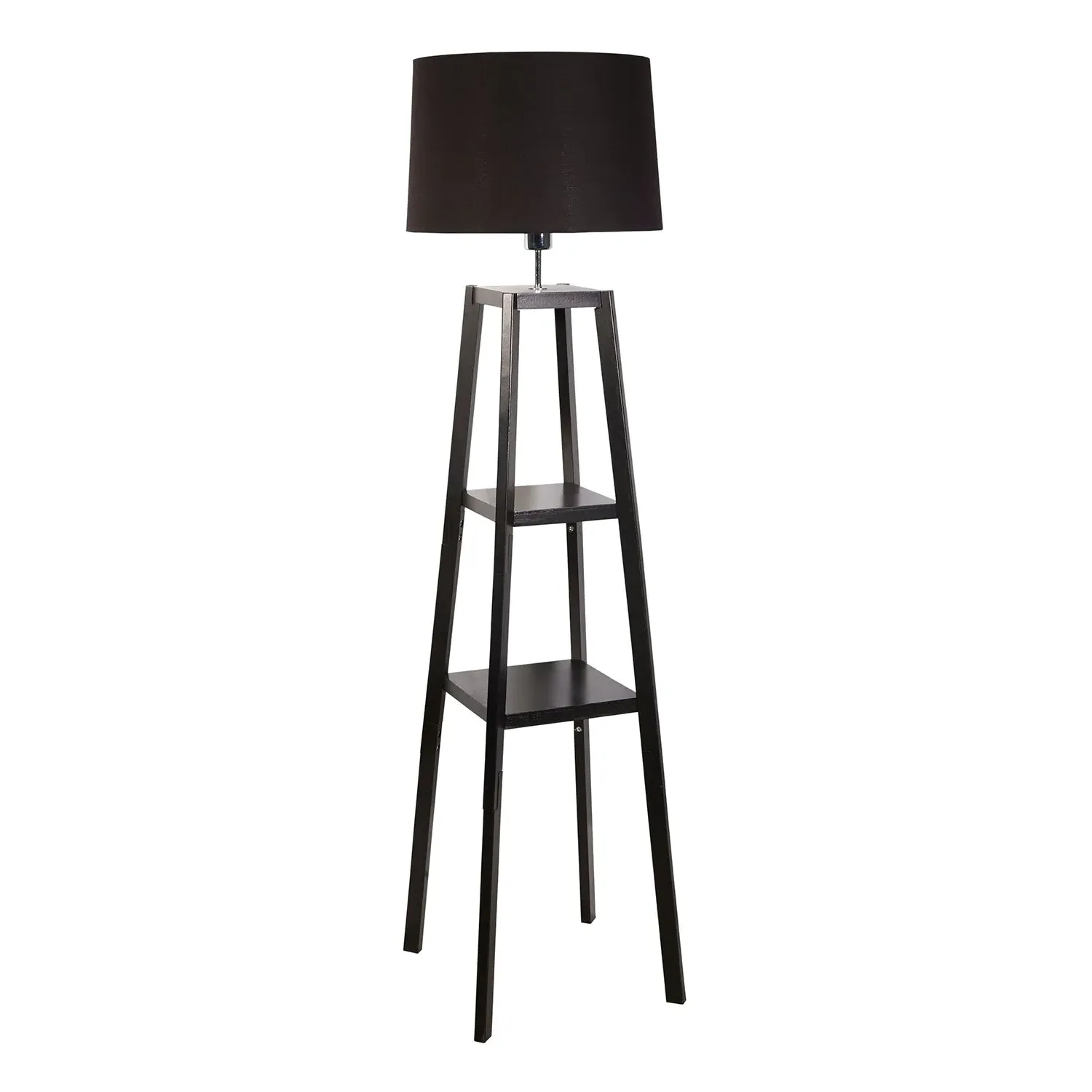 Tower Floor Lamp with Shelves - Black