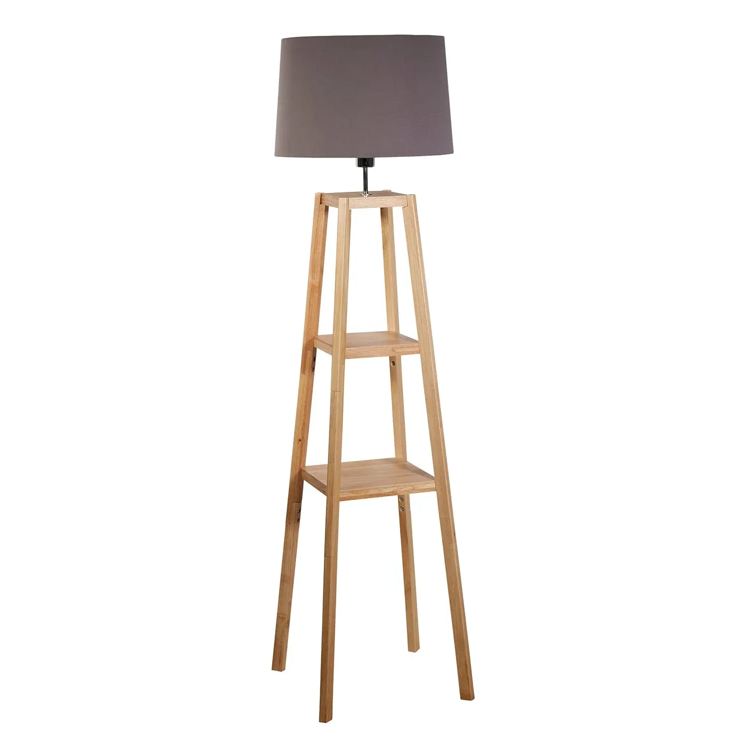 Tower Floor Lamp with Shelves - Natural Wood image