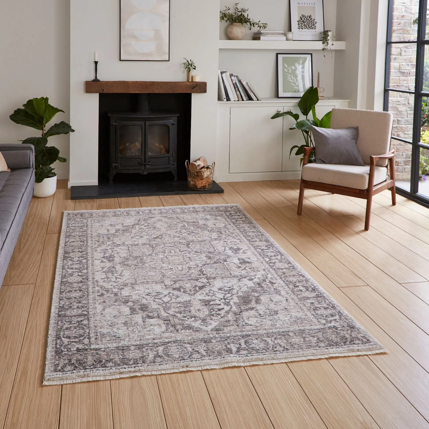 Traditional Rug - Grey, Polypropylene