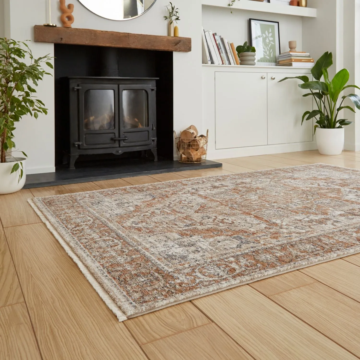 Traditional Rug - Orange, Polypropylene
