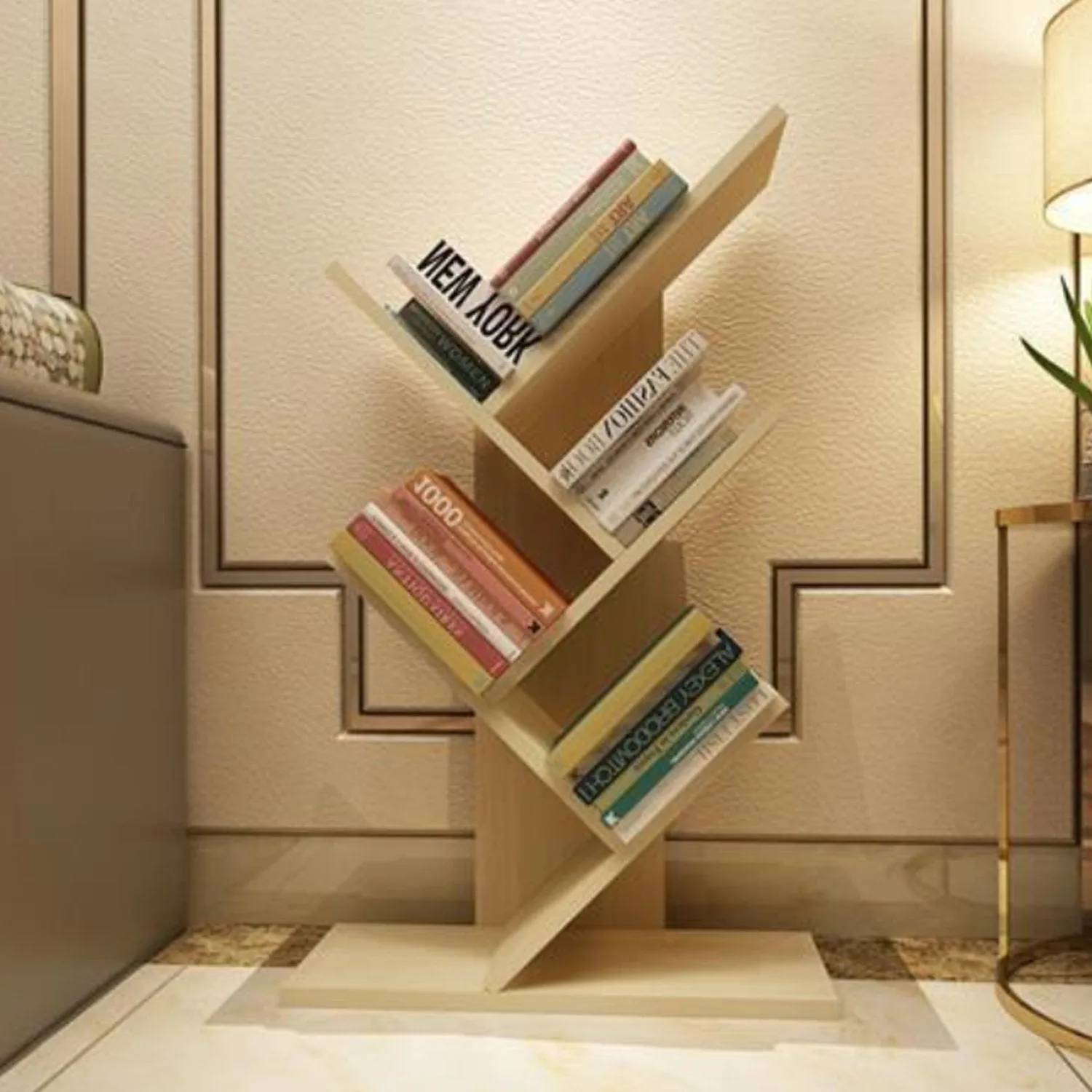 Tree Shaped 5 Tier Bookshelf - Natural, Particleboard by Julian Charles
