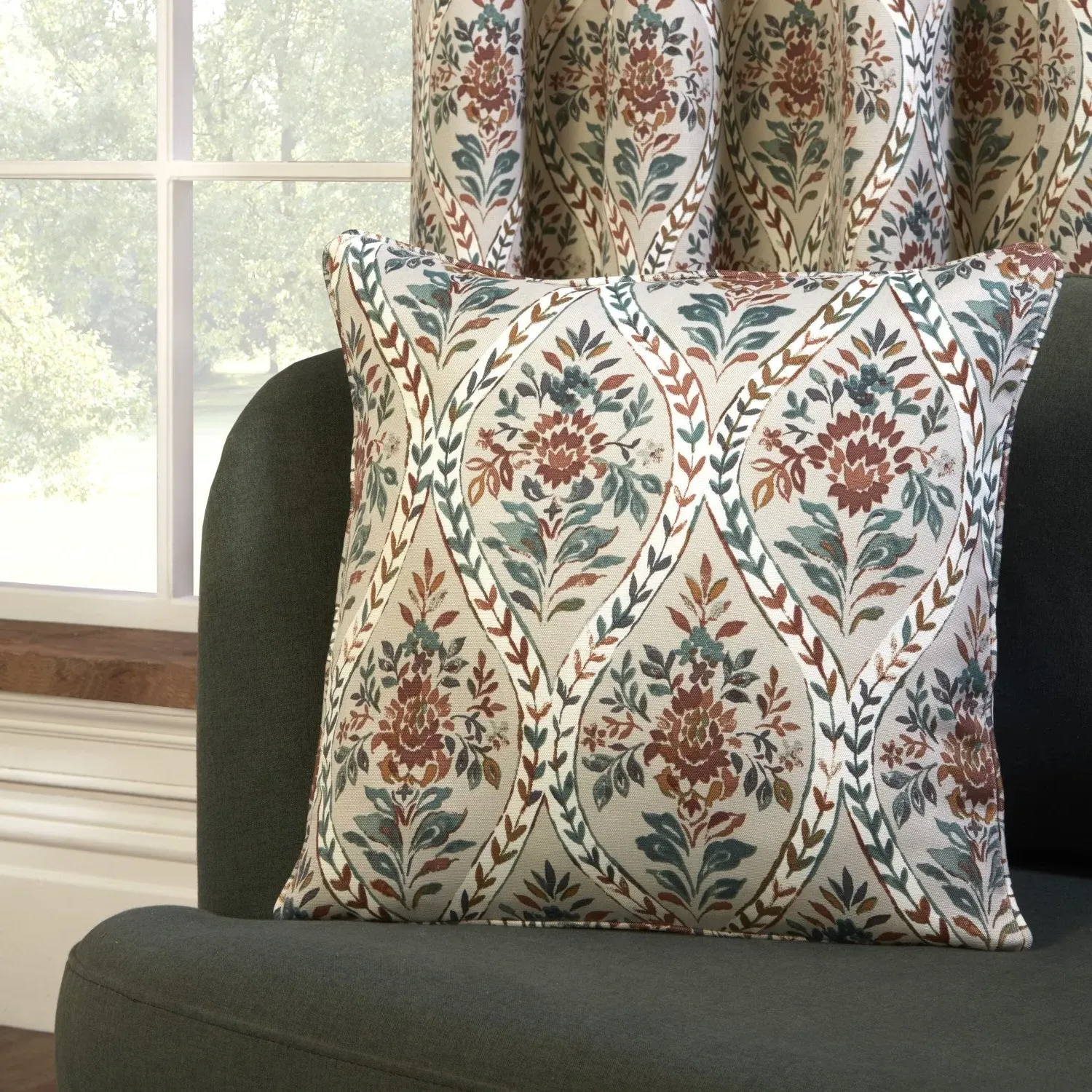 Trellis Pattern Cushion - Multi, Printed Fabric image