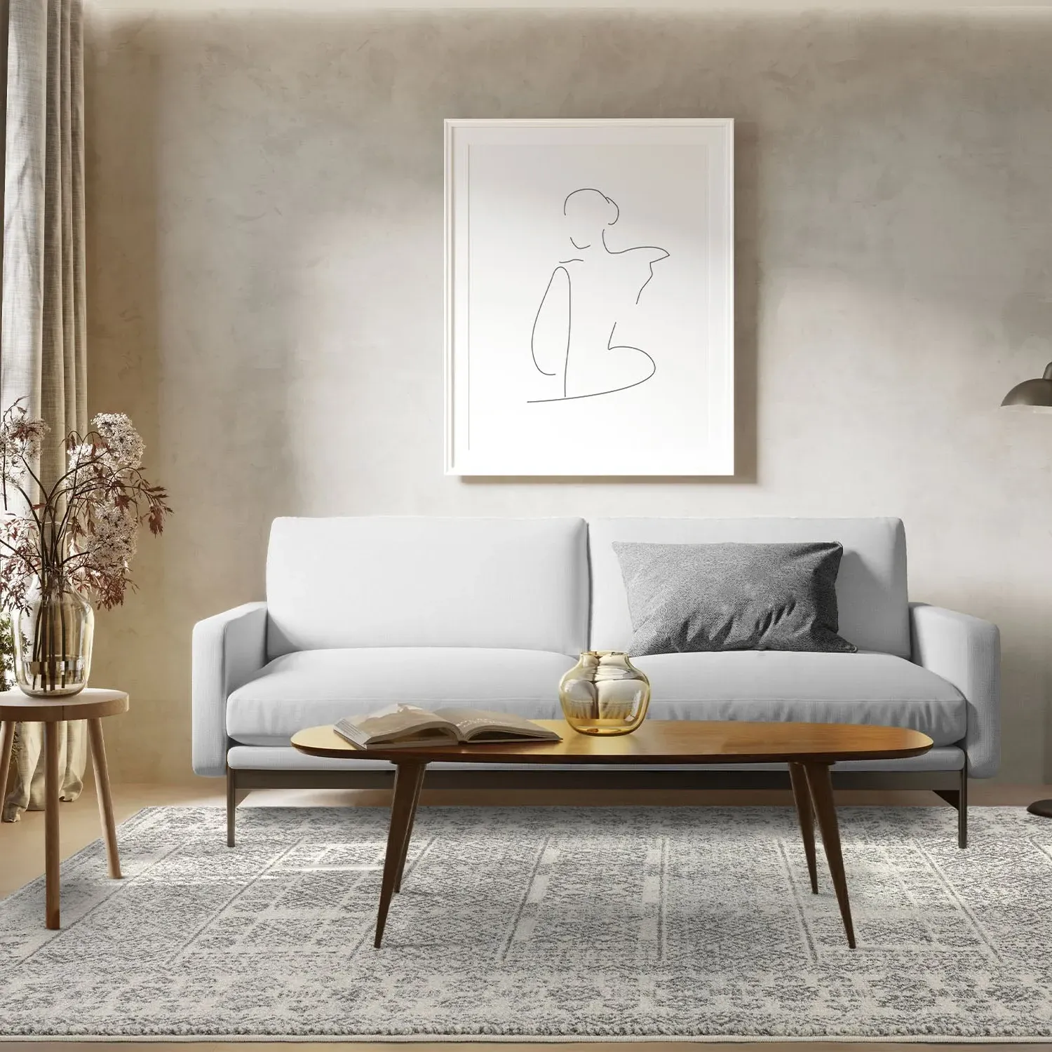 Tribal Rug with Geometric Design - Grey image